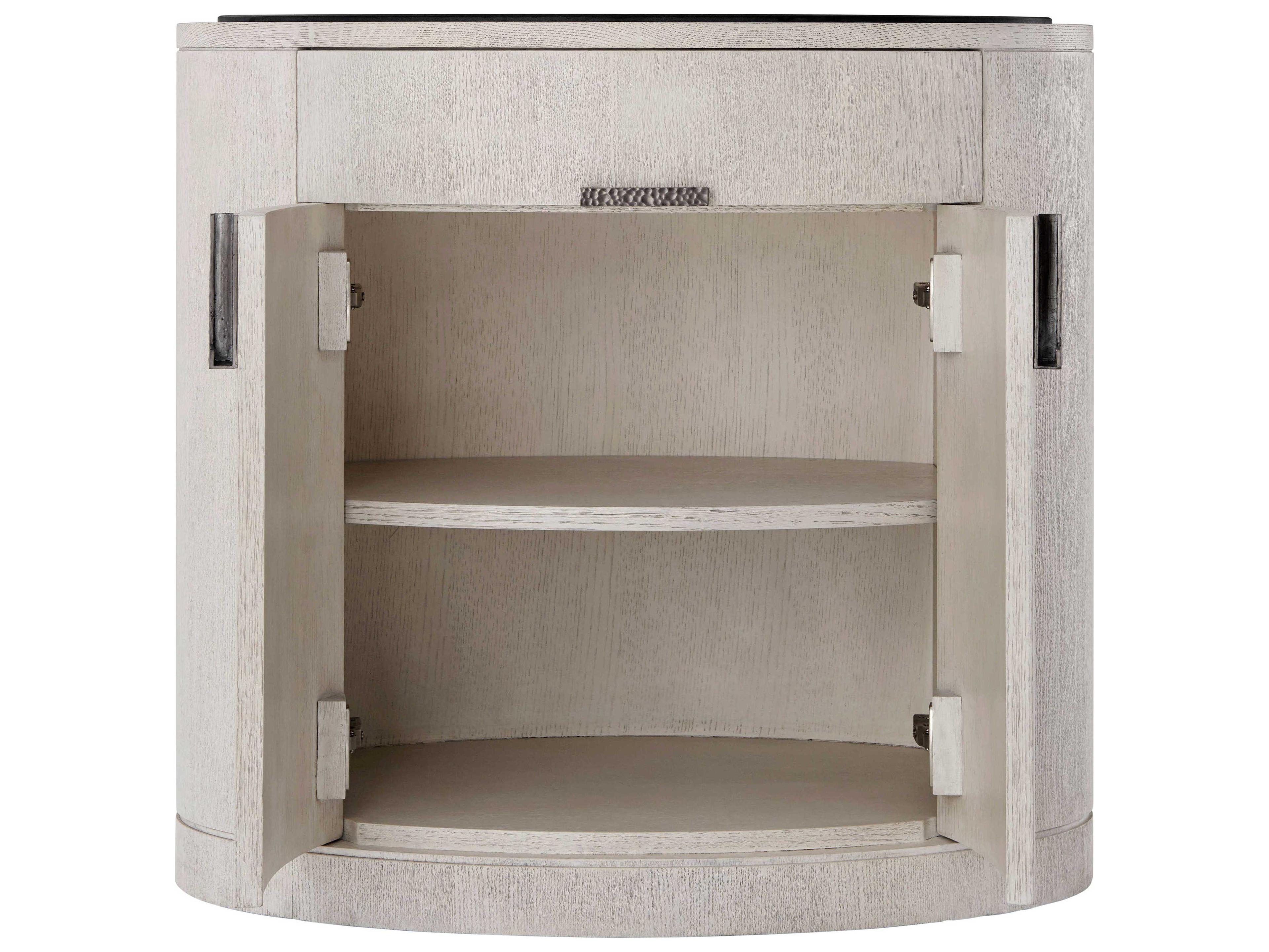 Theodore Alexander Isola 1-Drawer Gray Oak Wood Nario Nightstand