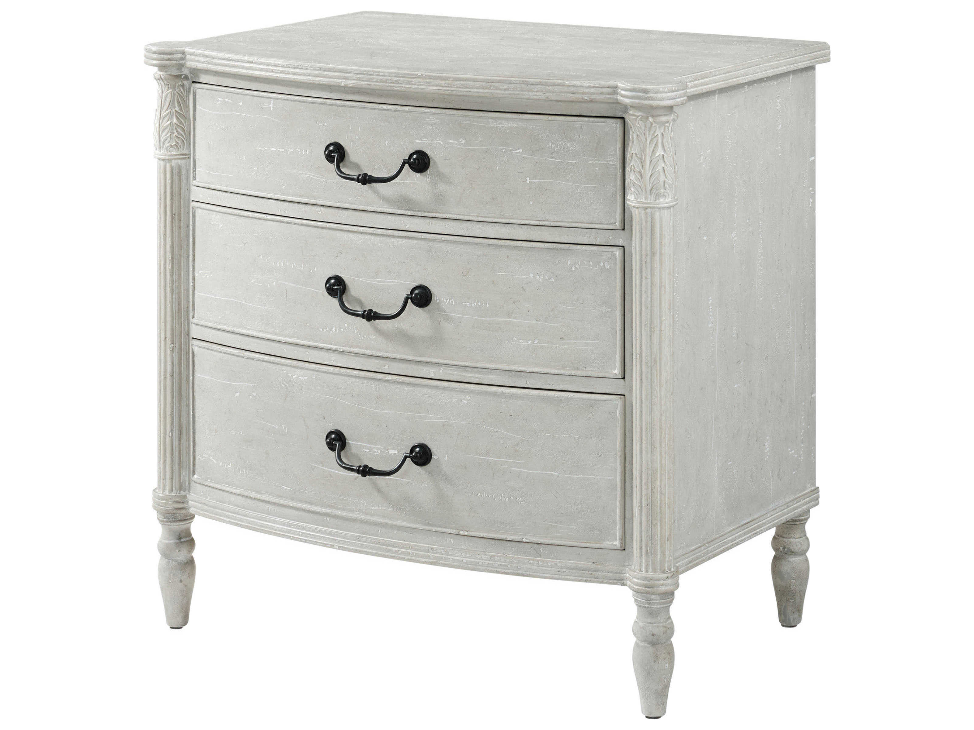 Theodore Alexander Ta Originals 3-Drawers Gray Solid Wood The Middleton Nightstand