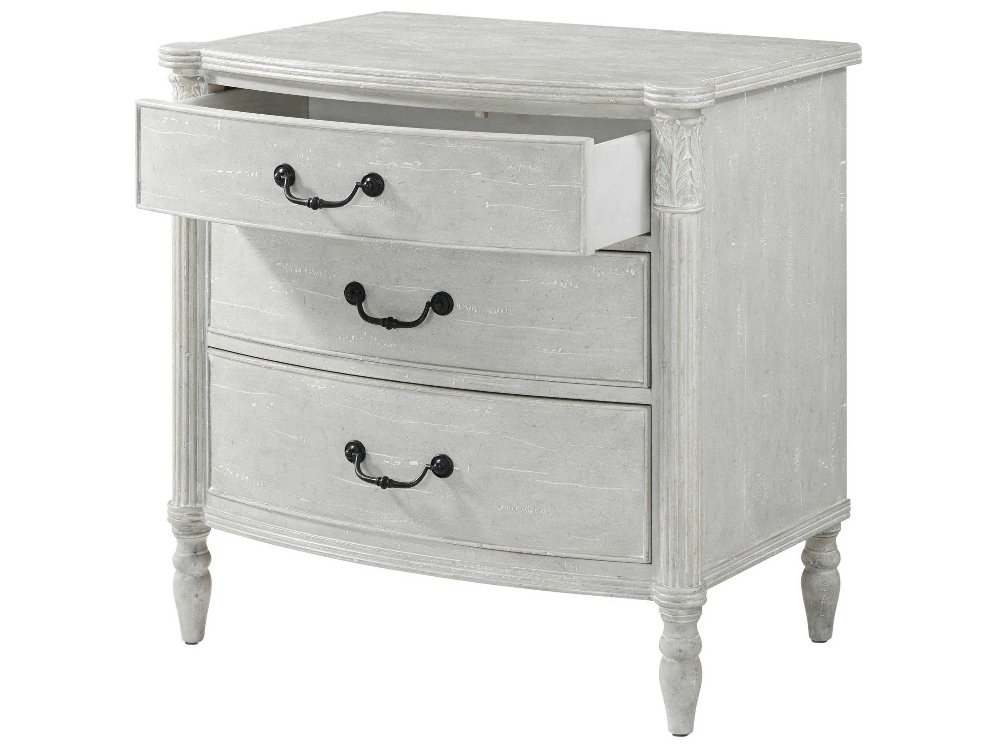Theodore Alexander Ta Originals 3-Drawers Gray Solid Wood The Middleton Nightstand