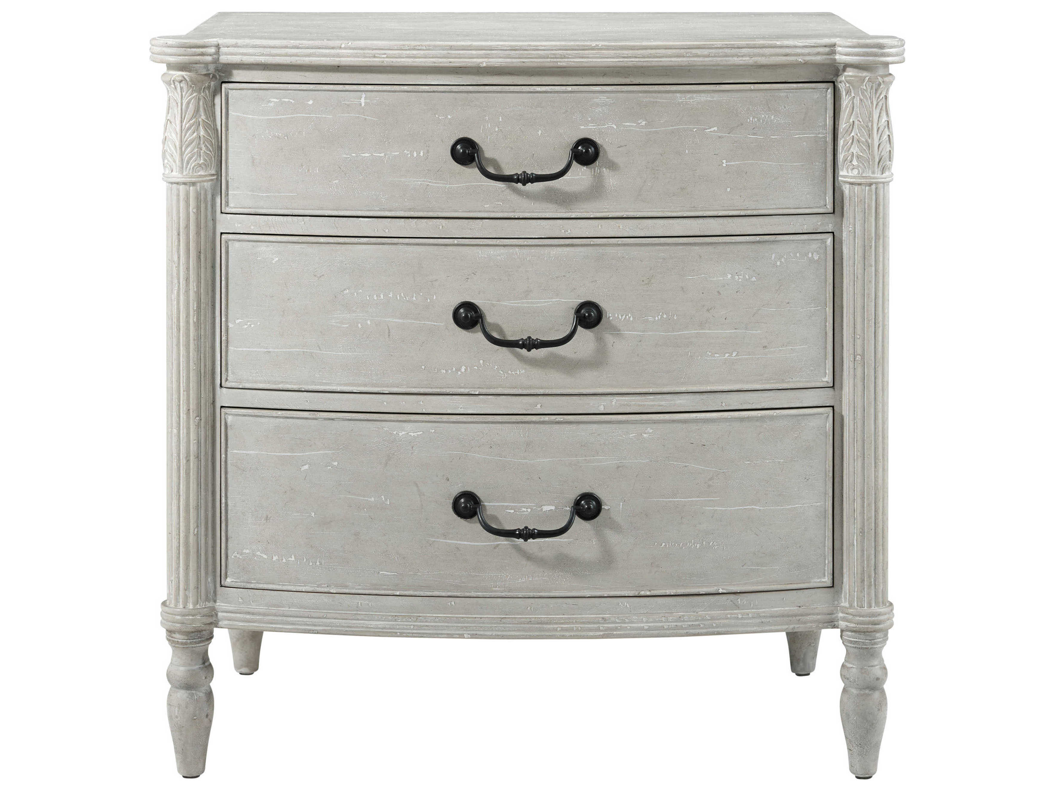 Theodore Alexander Ta Originals 3-Drawers Gray Solid Wood The Middleton Nightstand