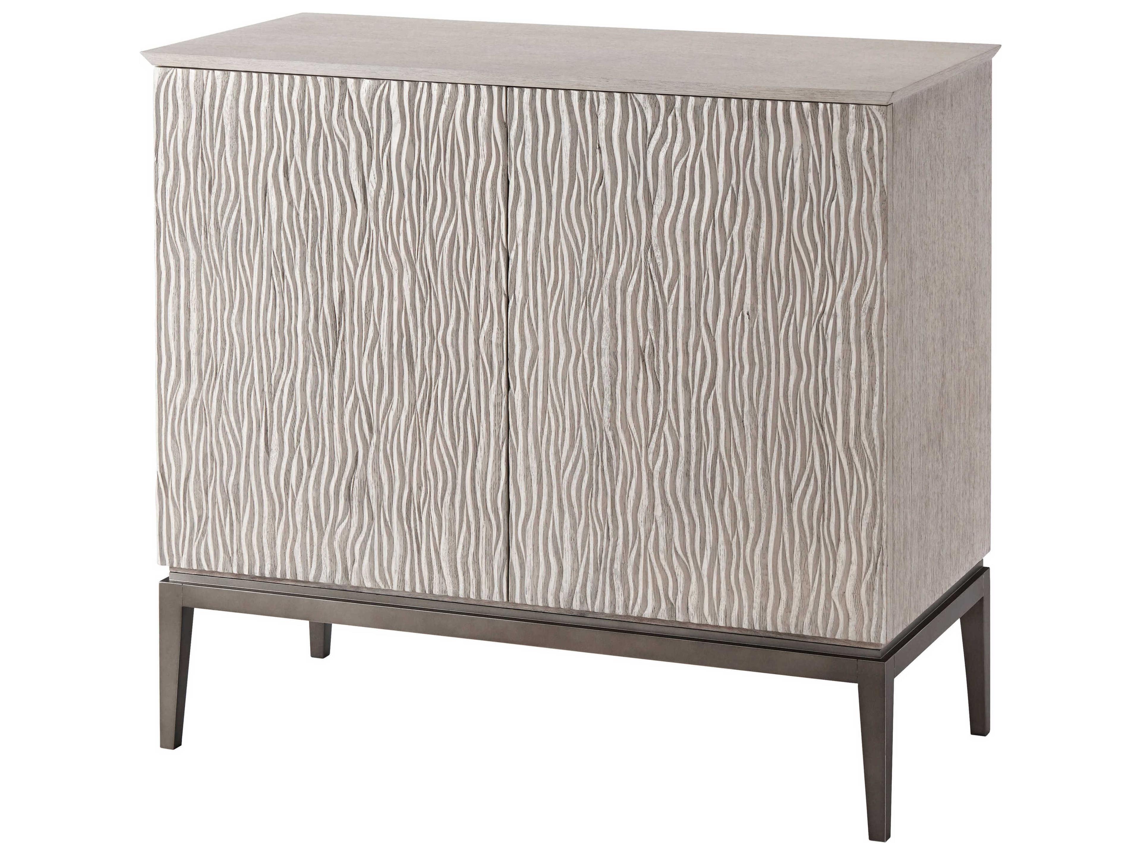Theodore Alexander Isola Gowan Matte Tungsten Beige Oak Wood Oliviero Accent Chest