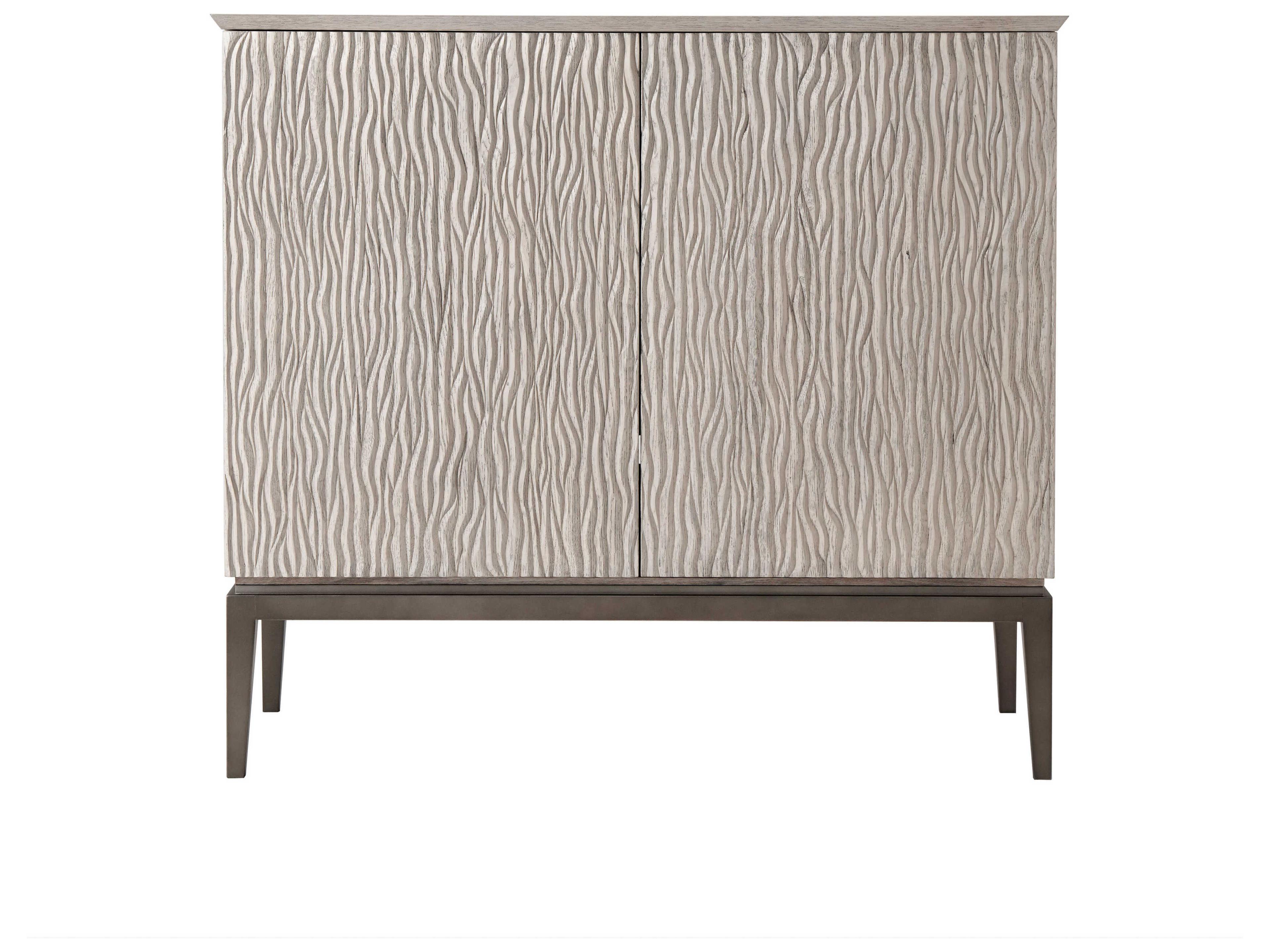 Theodore Alexander Isola Gowan Matte Tungsten Beige Oak Wood Oliviero Accent Chest