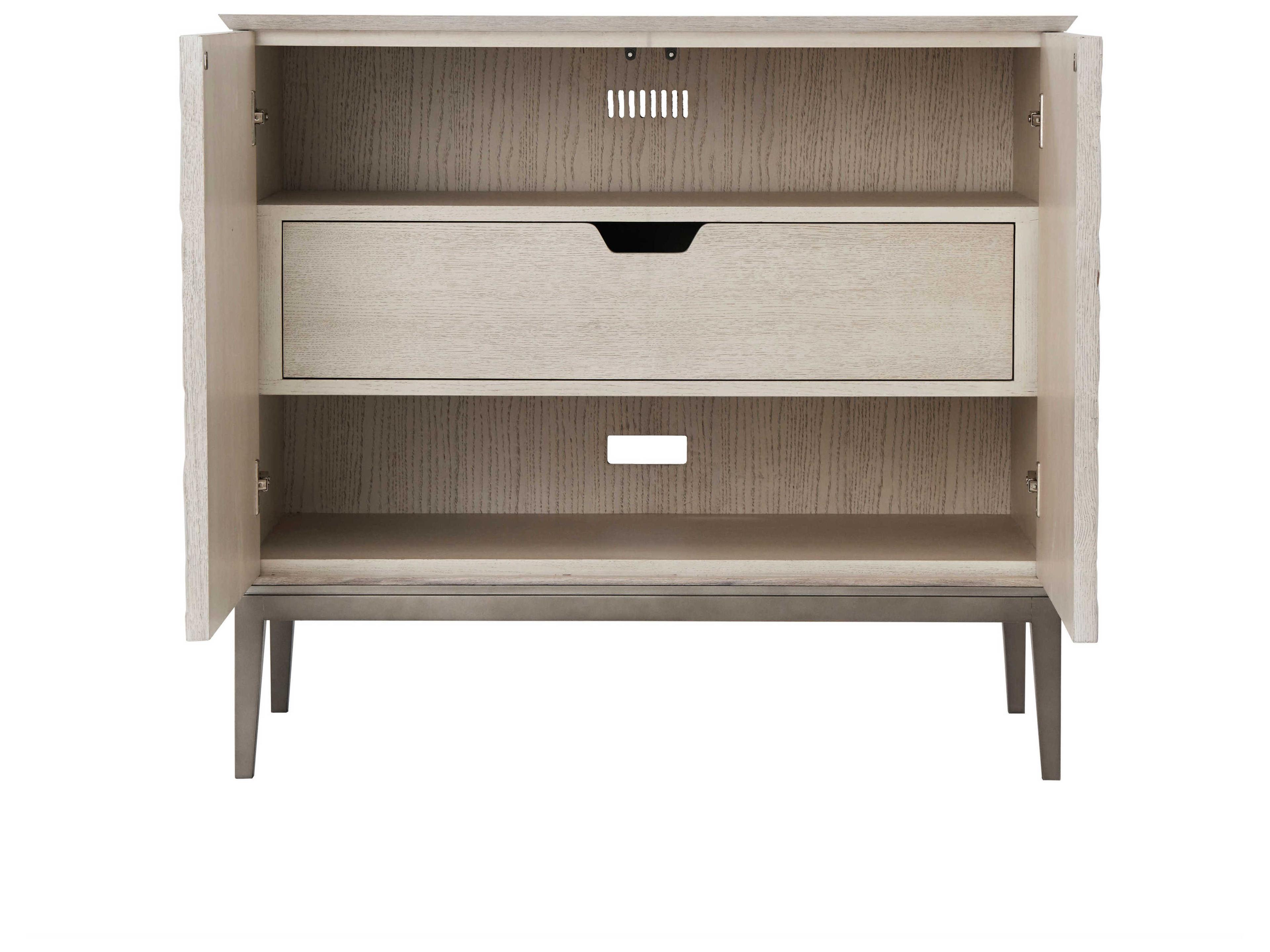 Theodore Alexander Isola Gowan Matte Tungsten Beige Oak Wood Oliviero Accent Chest