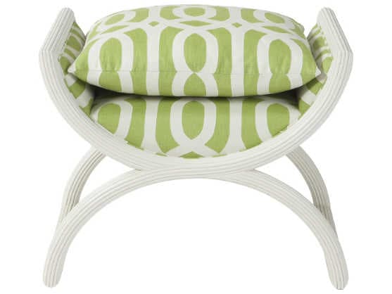 Theodore Alexander Green Upholstered White Accent Stool