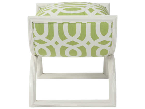 Theodore Alexander Green Upholstered White Accent Stool