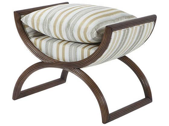 Theodore Alexander Green Upholstered White Accent Stool