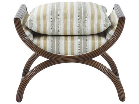 Theodore Alexander Green Upholstered White Accent Stool