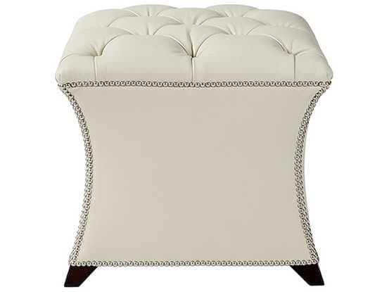 Theodore Alexander White Leather Accent Stool