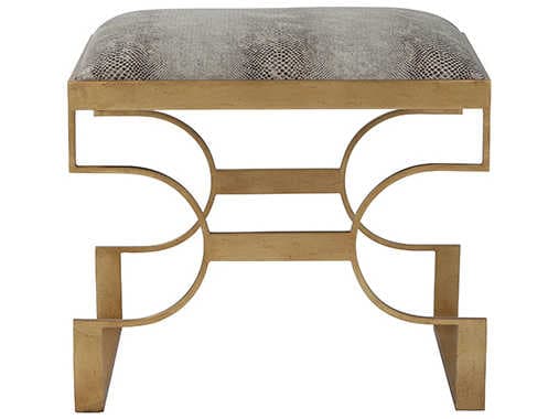 Theodore Alexander Gold Leather Gray Accent Stool