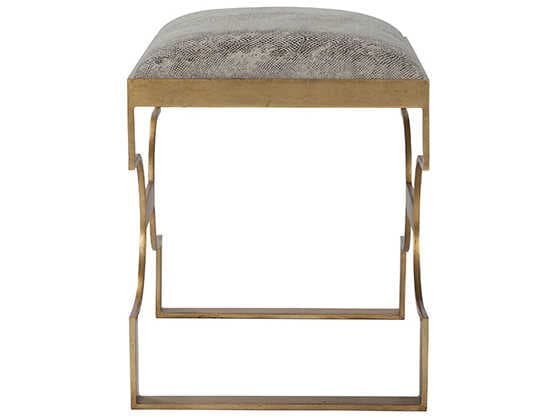Theodore Alexander Gold Leather Gray Accent Stool