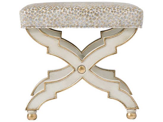 Theodore Alexander Gold Upholstered White Accent Stool