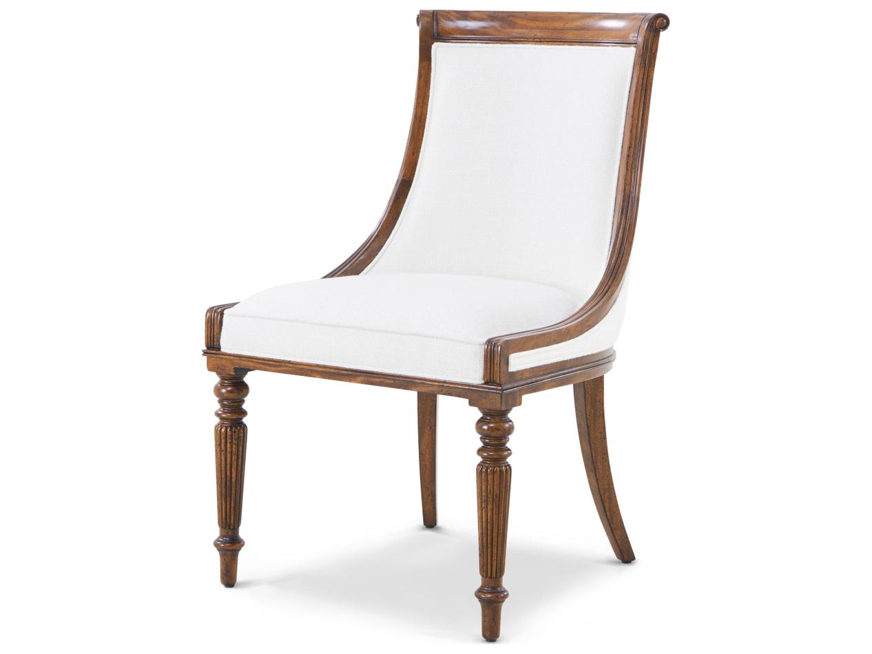 Theodore Alexander Althorp Living History Solid Wood Brown Upholstered Armless Dining Chair