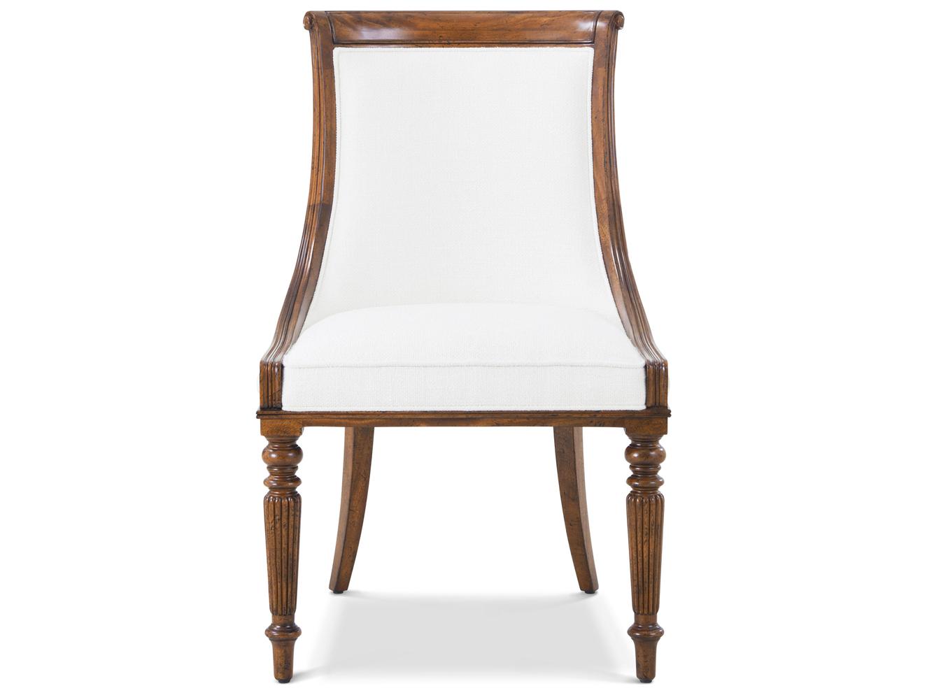 Theodore Alexander Althorp Living History Solid Wood Brown Upholstered Armless Dining Chair