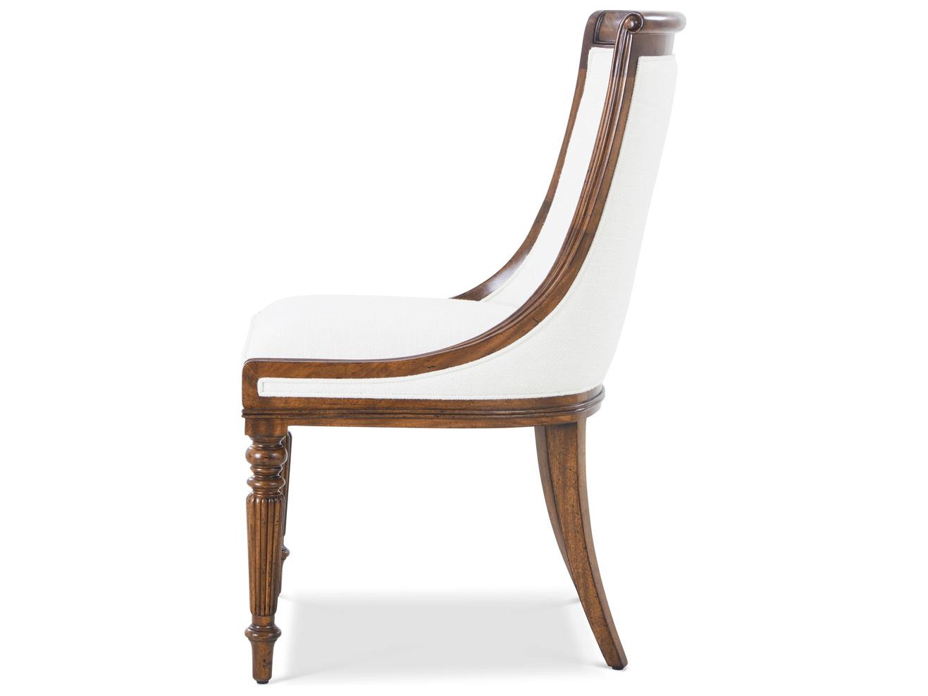 Theodore Alexander Althorp Living History Solid Wood Brown Upholstered Armless Dining Chair