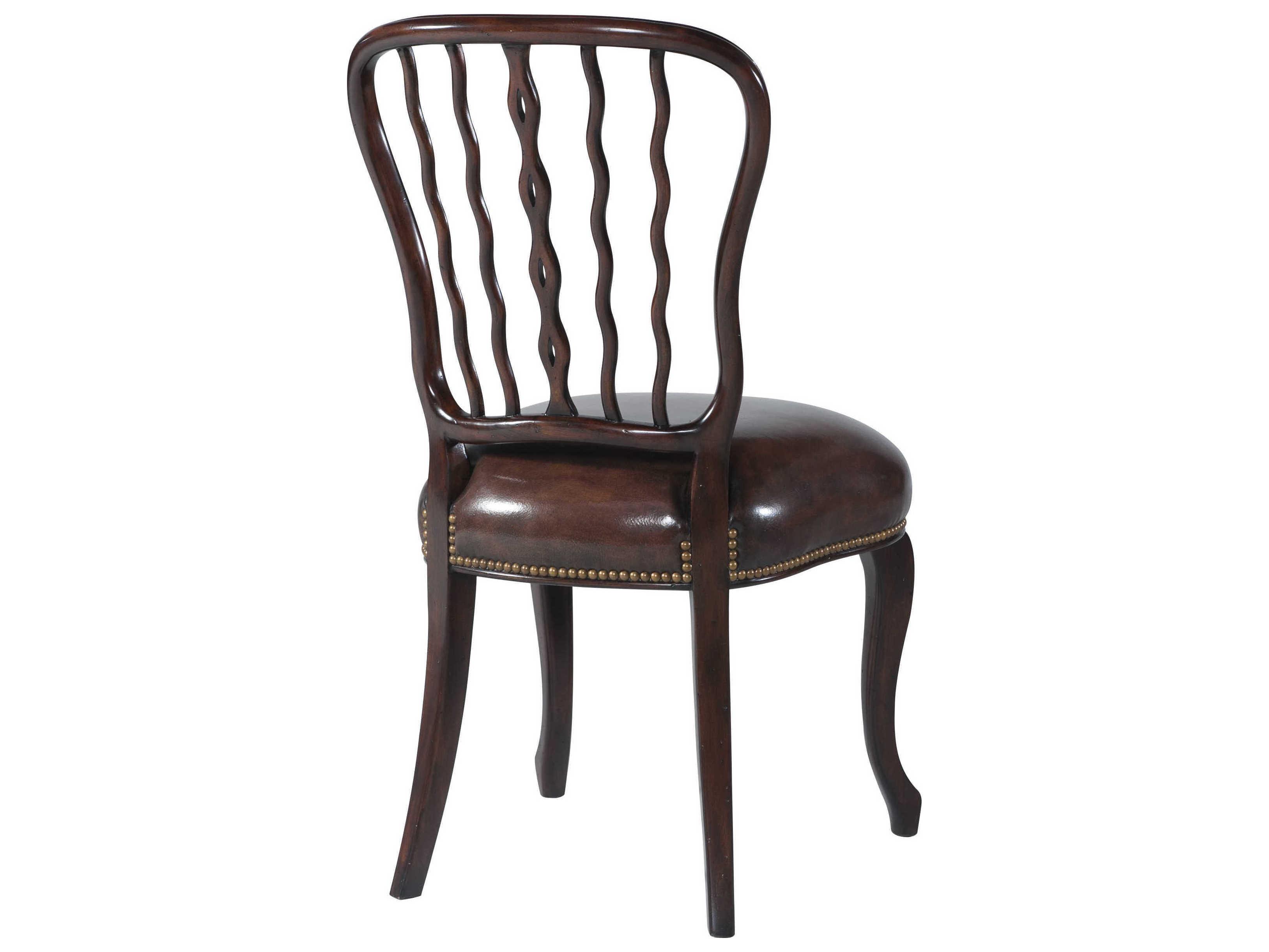 Theodore Alexander Althorp Living History Leather Mahogany Wood Brown Upholstered Side Dining Chair
