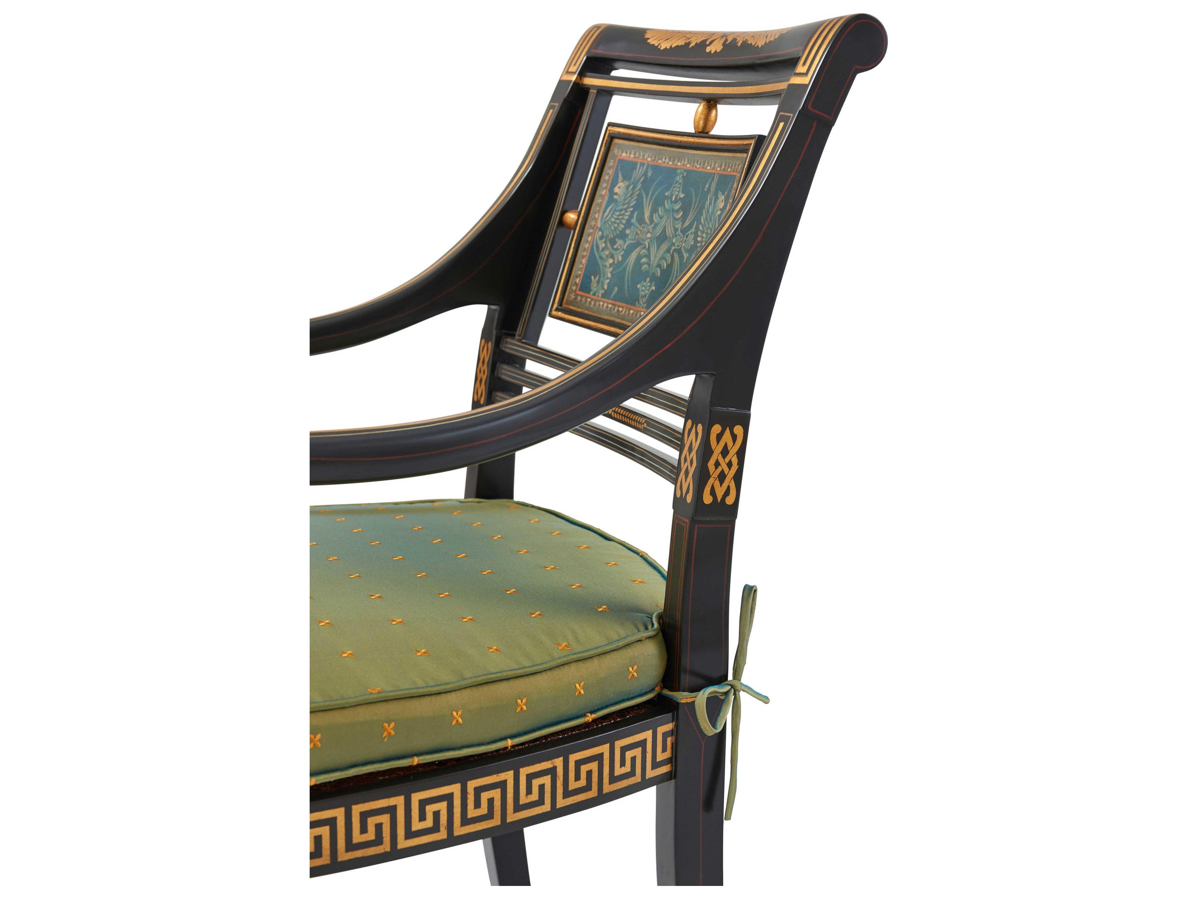 Theodore Alexander Althorp Living History Acacia Wood Black Lavinia's Arm Dining Chair
