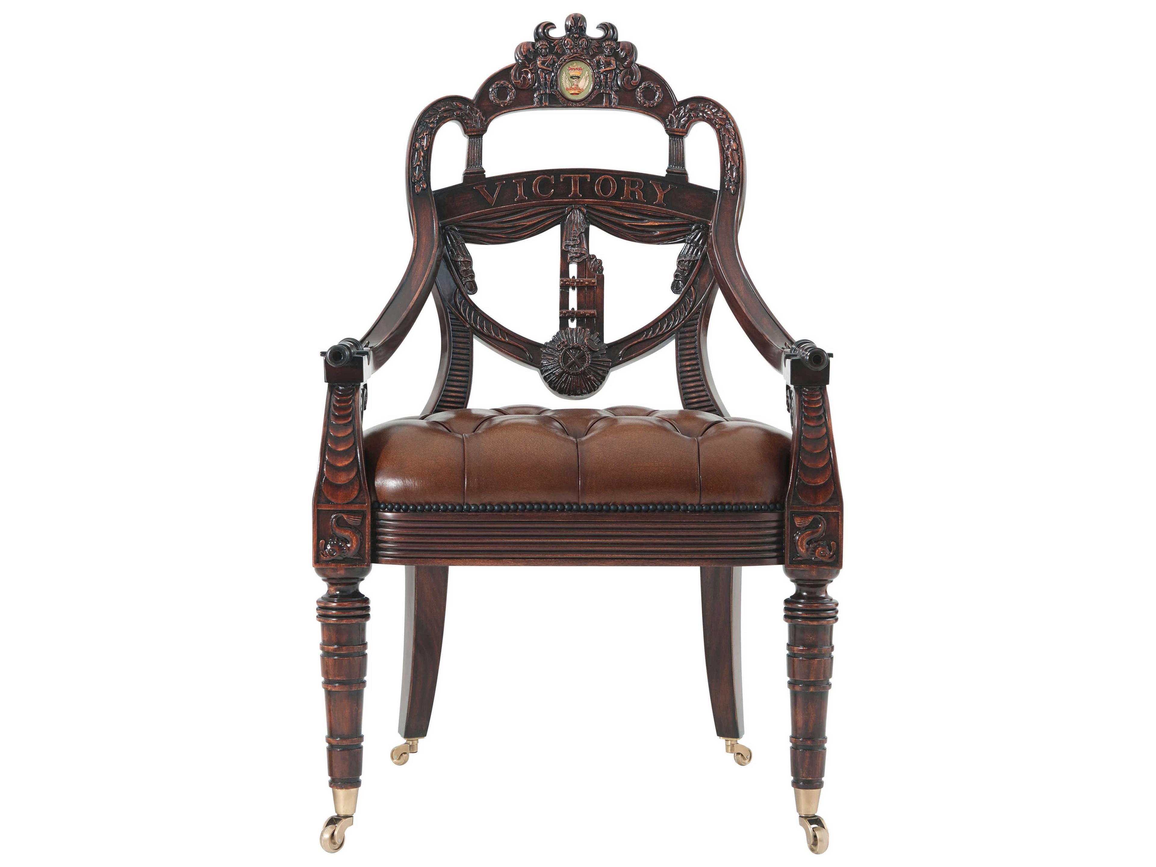 Theodore Alexander Althorp Living History Brown Leather Ad Victoriam Accent Chair