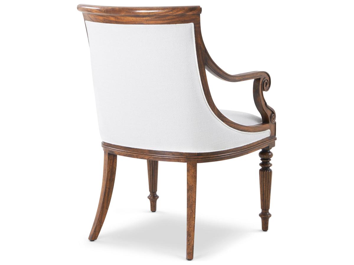 Theodore Alexander Althorp Living History Mahogany Wood Brown Upholstered Arm Dining Chair