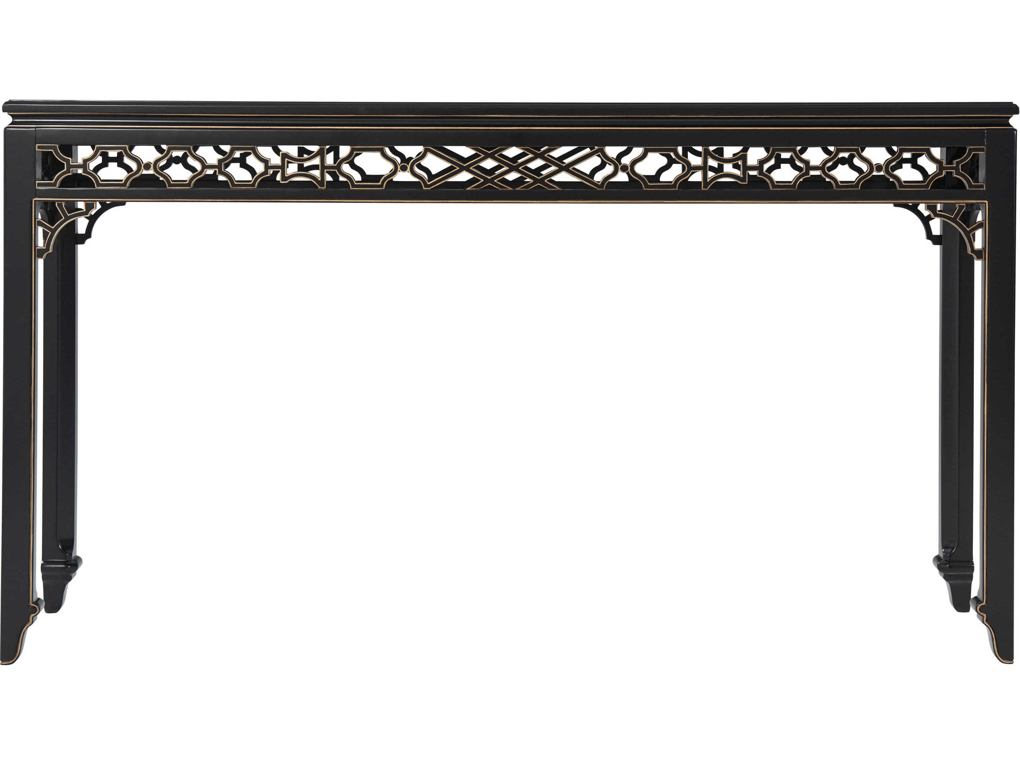 Theodore Alexander Rectangular Wood Italian Gold Chinesische Aquarelle Long Hall Chinoiserie Console Table