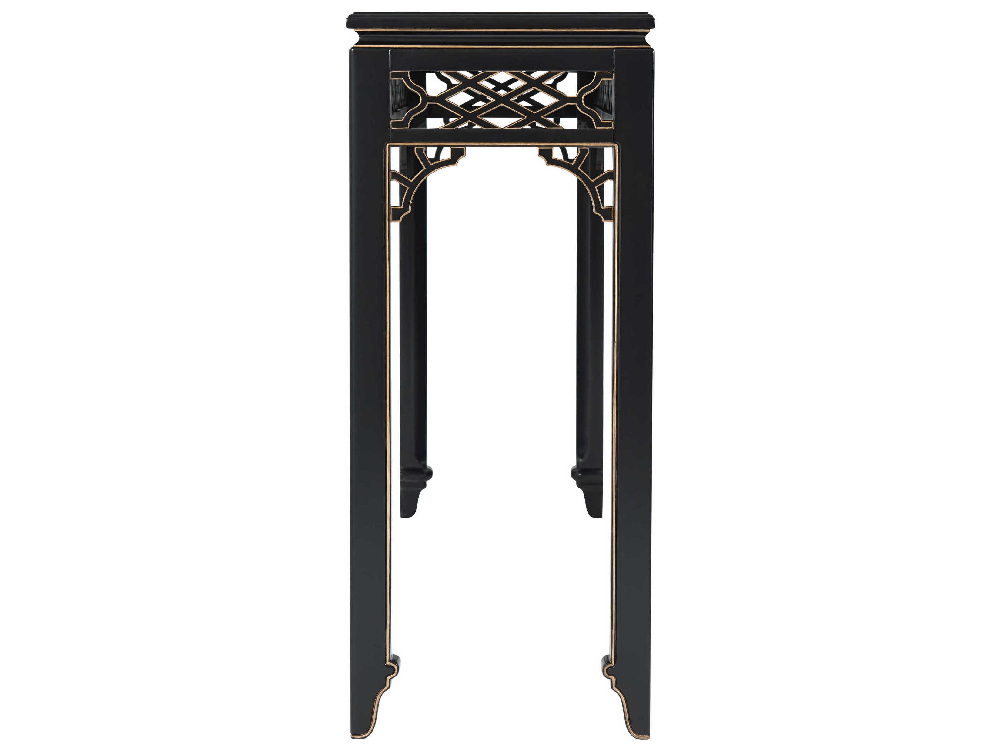 Theodore Alexander Rectangular Wood Italian Gold Chinesische Aquarelle Long Hall Chinoiserie Console Table