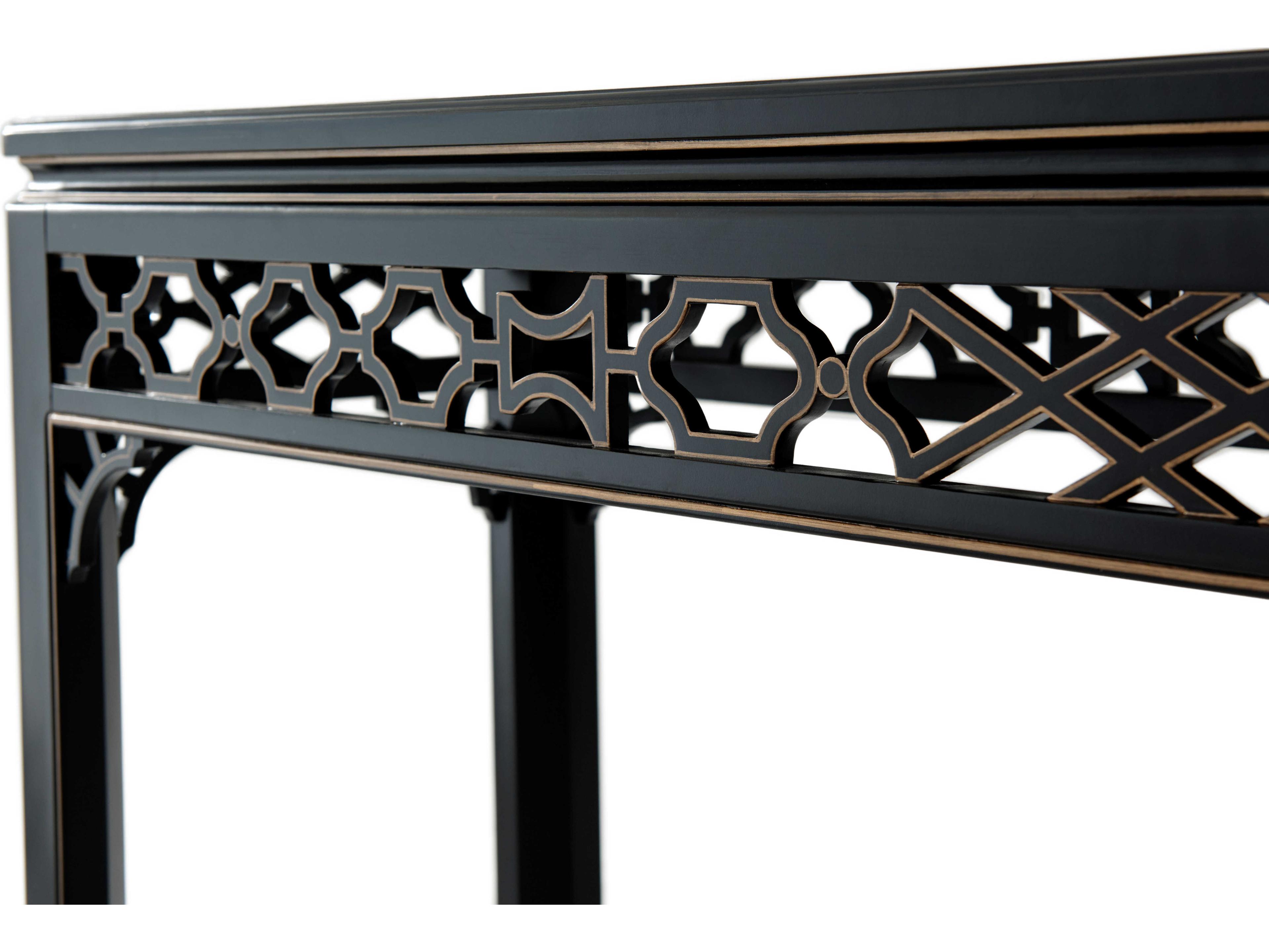 Theodore Alexander Rectangular Wood Italian Gold Antique Long Hall Burl Console Table