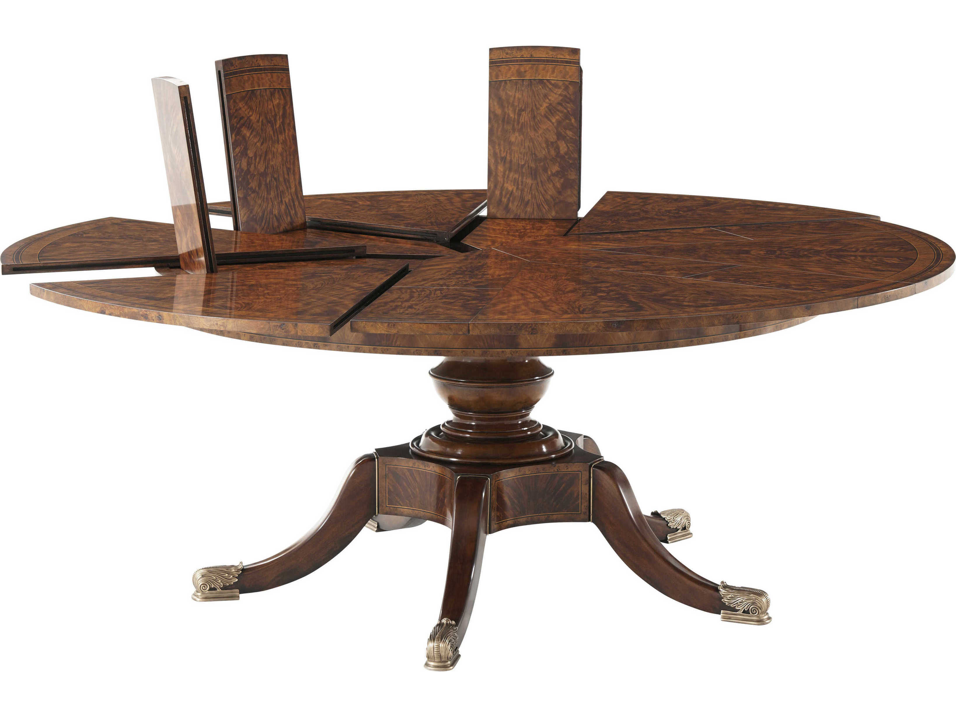 Theodore Alexander Althorp Living History Round Wood Flame Mahogany Veneer Dining Table