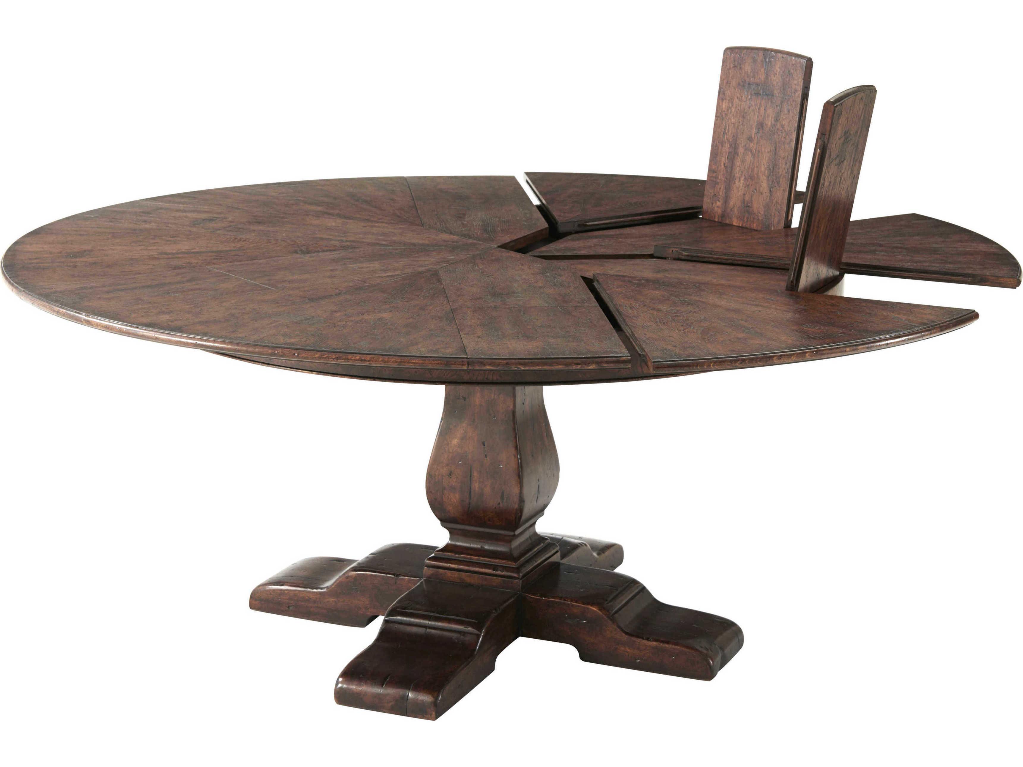 Theodore Alexander Victory Oak Round Wood Veneer Mahogany Dining Table
