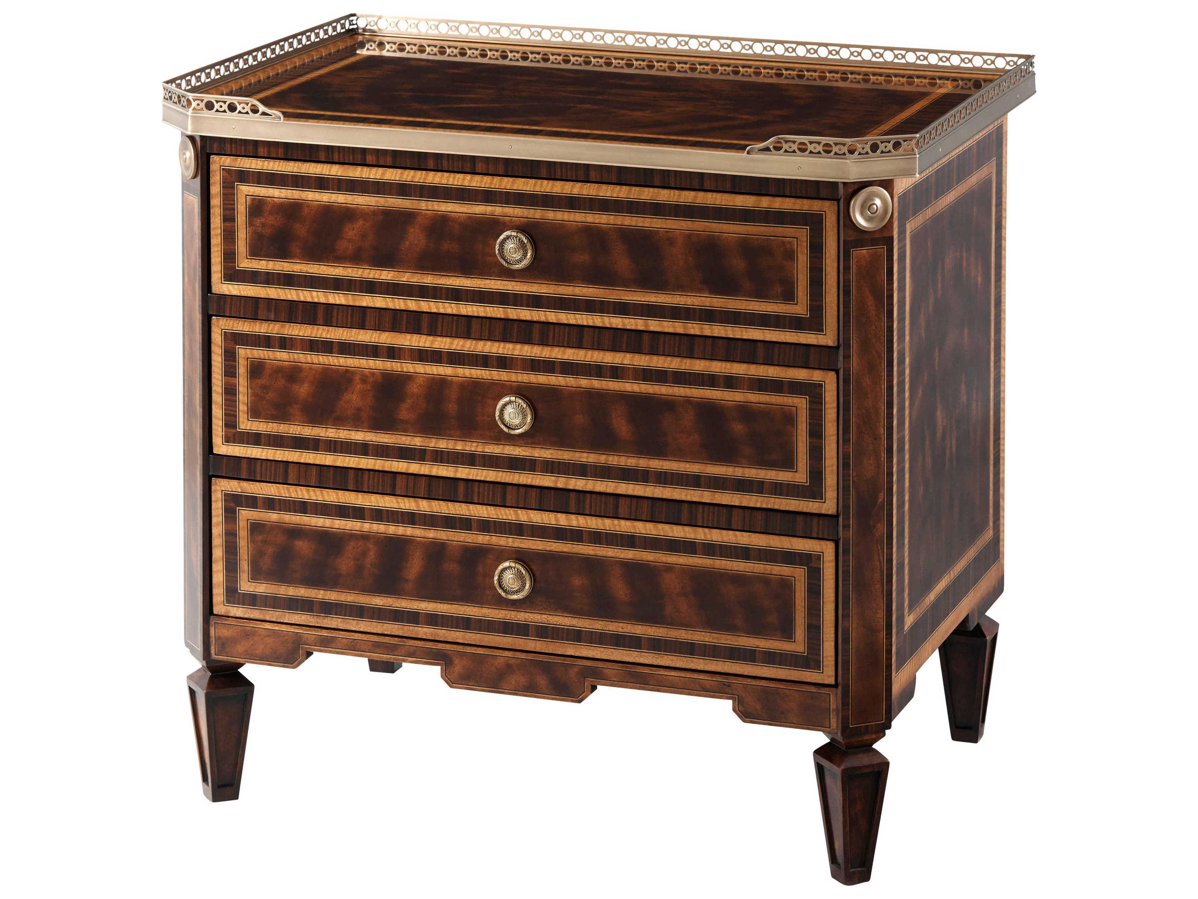 Theodore Alexander Althorp Living History 3-Drawers Brown Mahogany Wood Viscount's Nightstand
