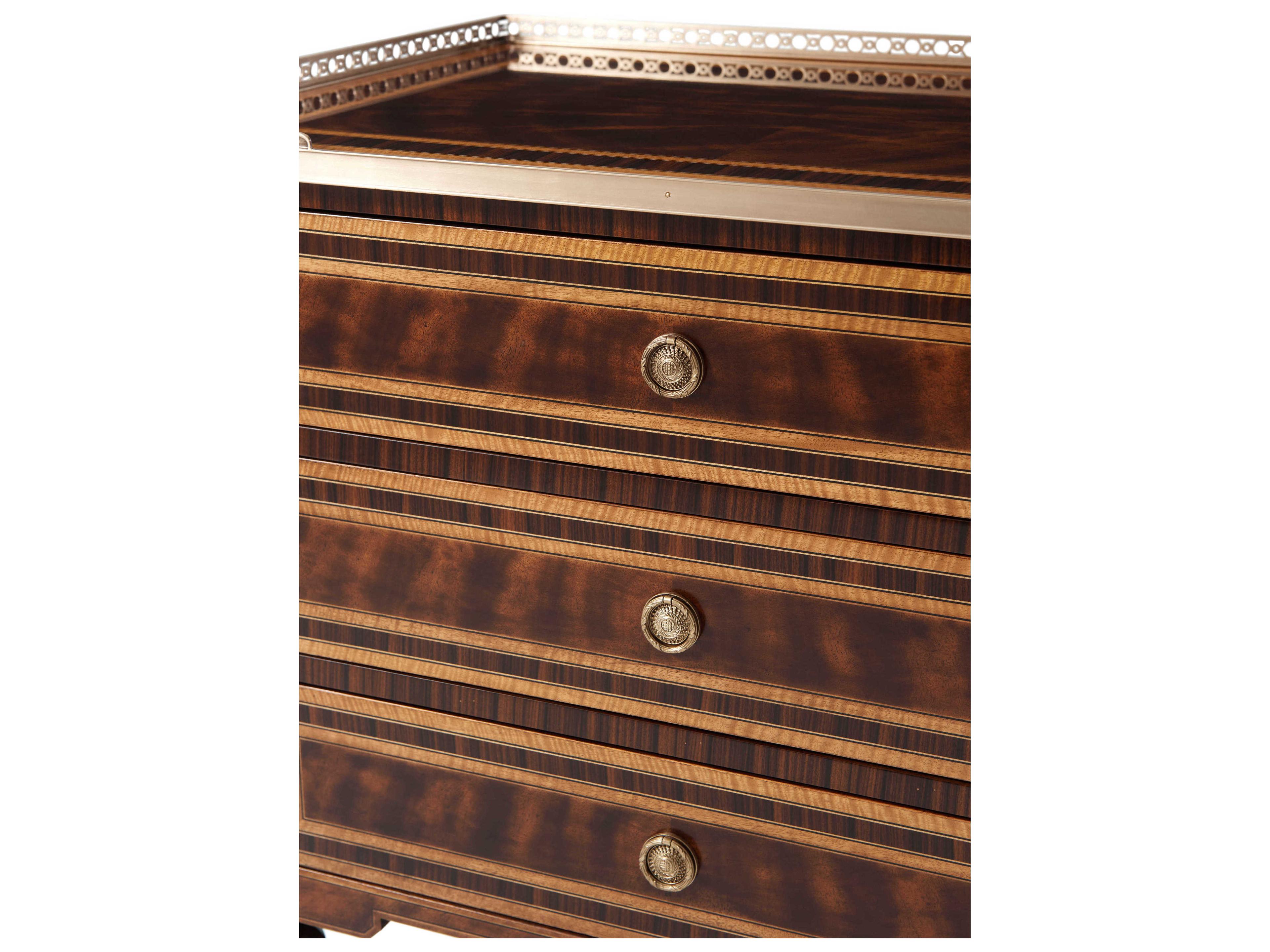 Theodore Alexander Althorp Living History 3-Drawers Brown Mahogany Wood Viscount's Nightstand