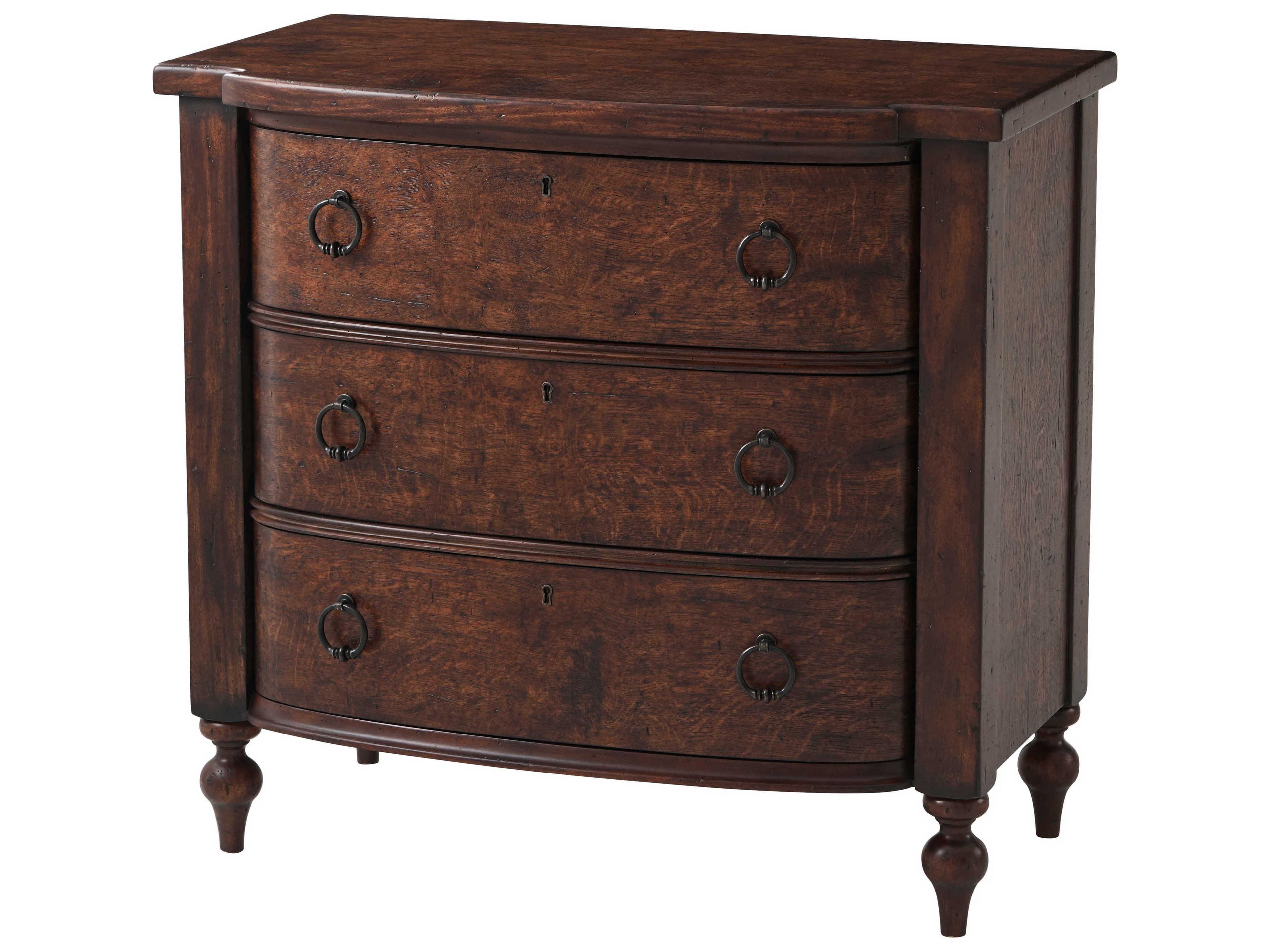 Theodore Alexander Althorp - Victory Oak 3-Drawers Brown Mahogany Wood Naseby Nightstand