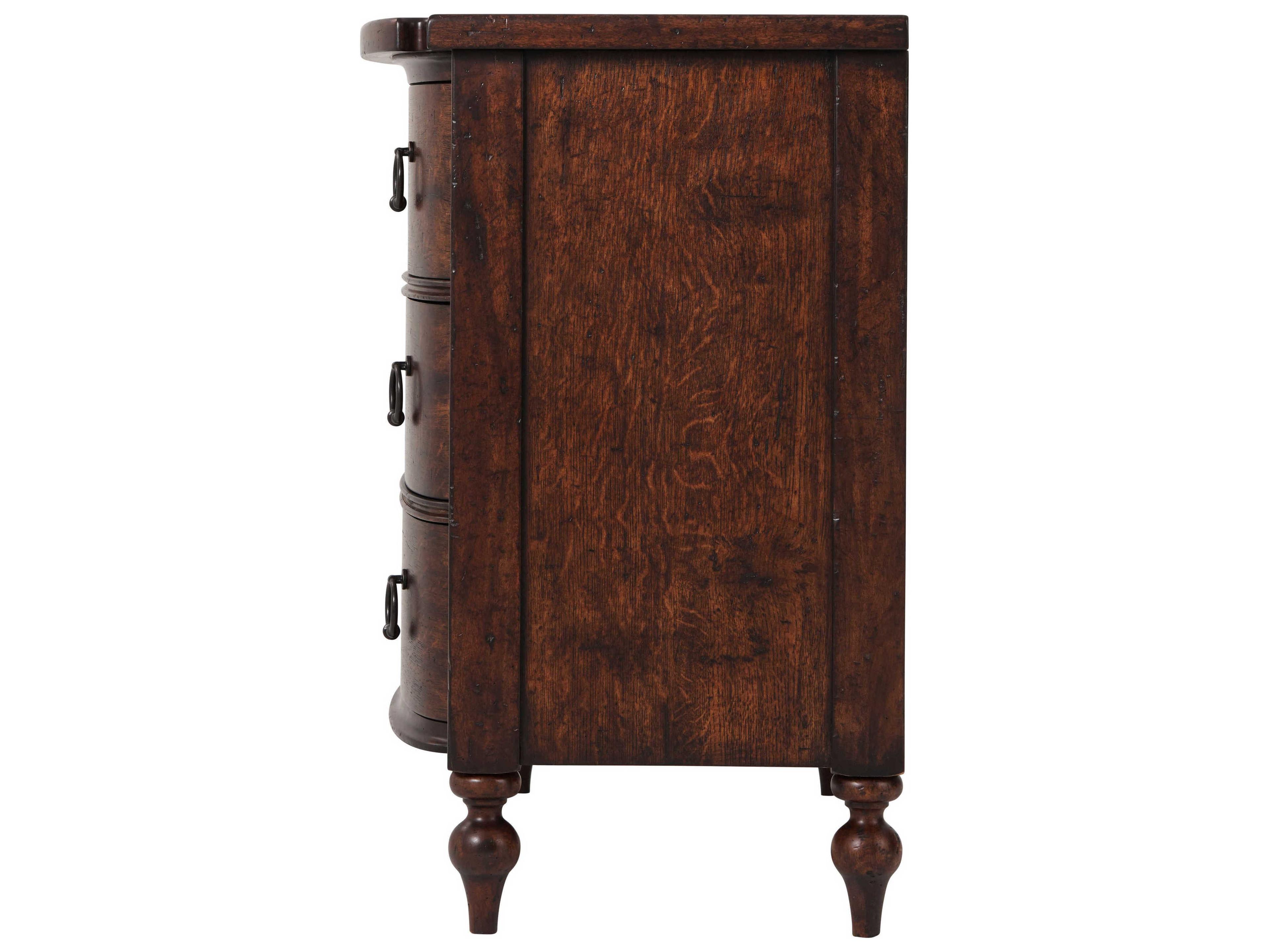 Theodore Alexander Althorp - Victory Oak 3-Drawers Brown Mahogany Wood Naseby Nightstand