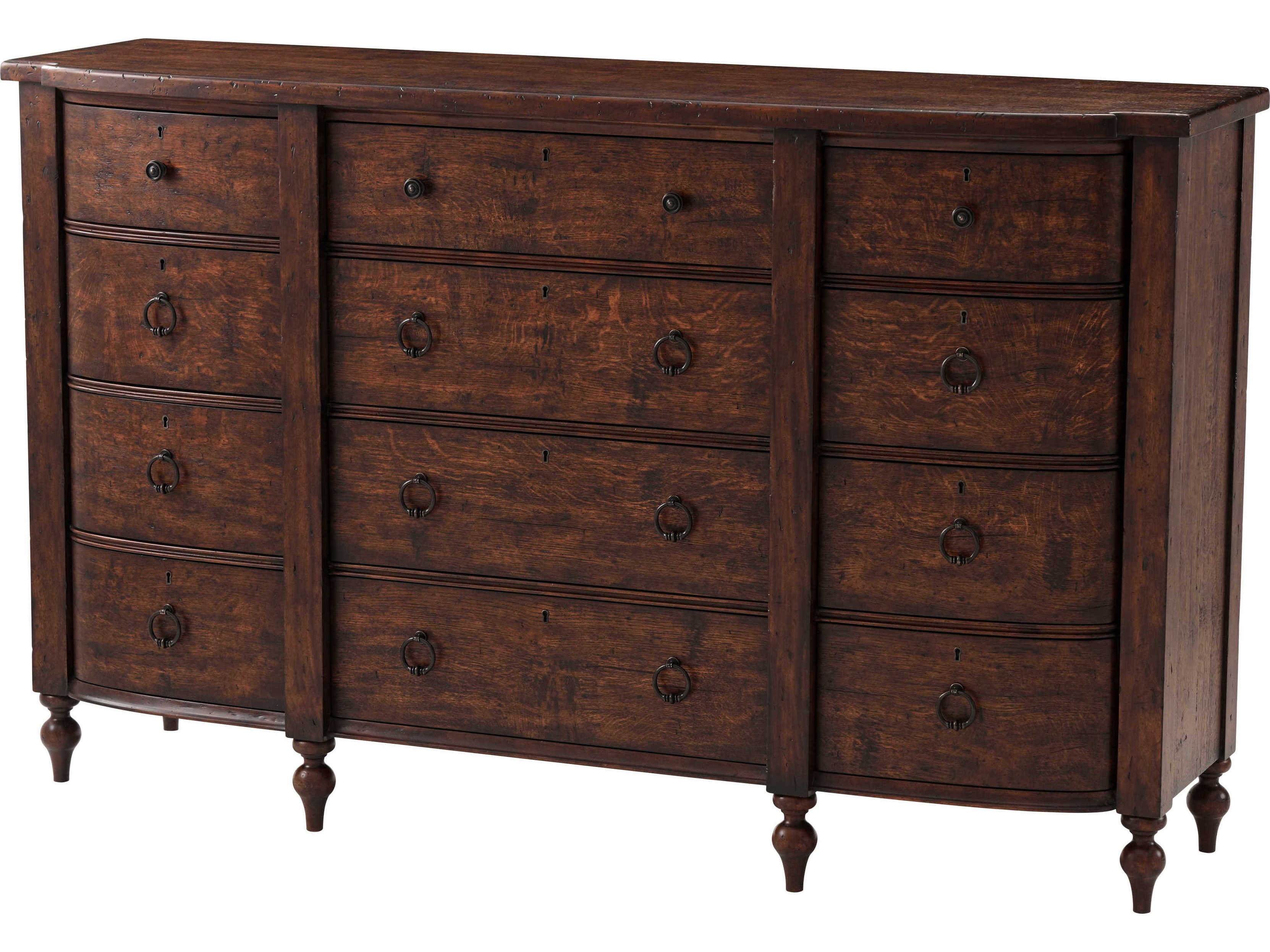 Theodore Alexander Althorp - Victory Oak Brown Mahogany Wood Naseby Triple Dresser