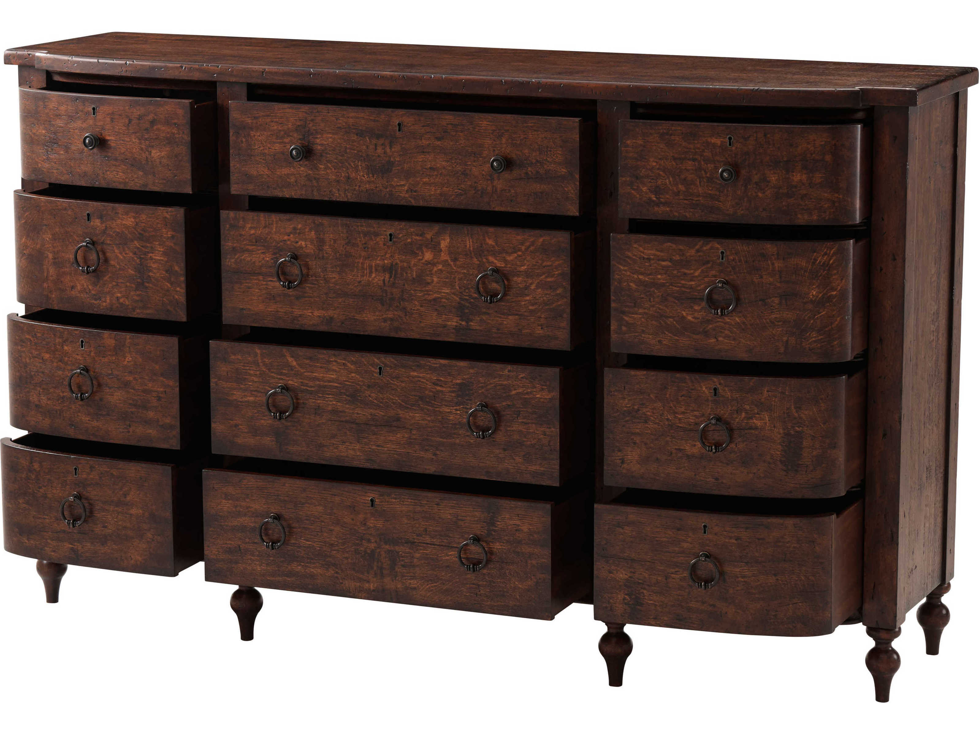 Theodore Alexander Althorp - Victory Oak Brown Mahogany Wood Naseby Triple Dresser