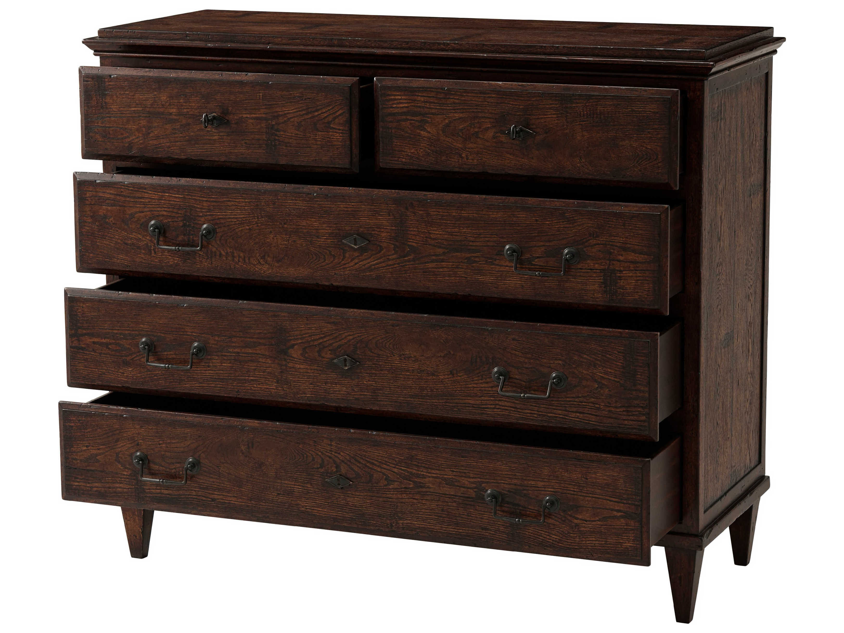 Theodore Alexander Althorp - Victory Oak 5-Drawers Brown Wood Axel Chest of Drawers