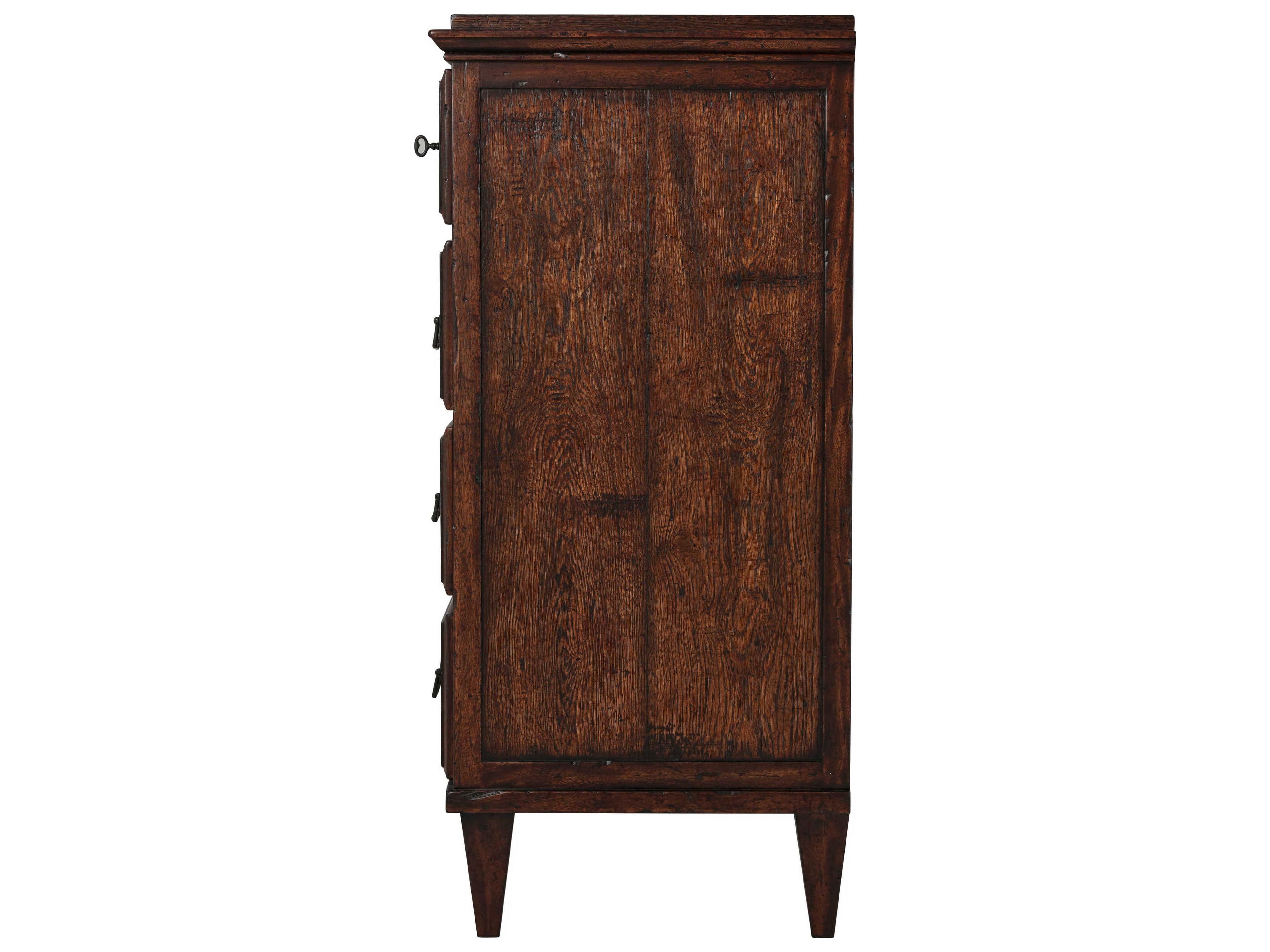 Theodore Alexander Althorp - Victory Oak 5-Drawers Brown Wood Axel Chest of Drawers