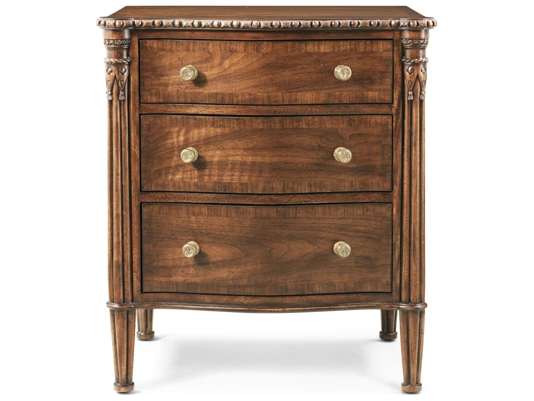 Theodore Alexander Althorp Living History 3-Drawers Brown Cherry Wood Nightstand
