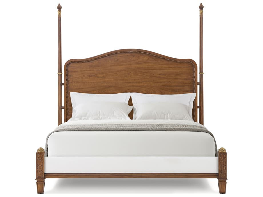 Theodore Alexander Althorp Living History Brown Mahogany Wood Queen Four Poster Bed