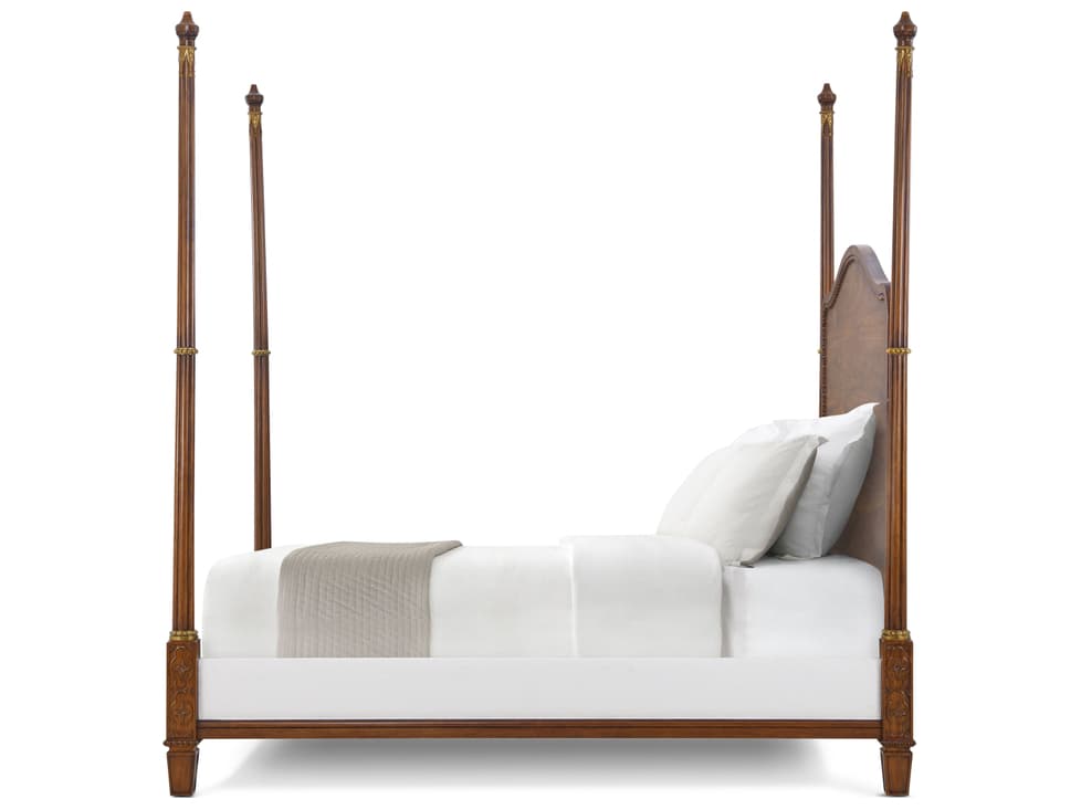 Theodore Alexander Althorp Living History Brown Mahogany Wood Queen Four Poster Bed