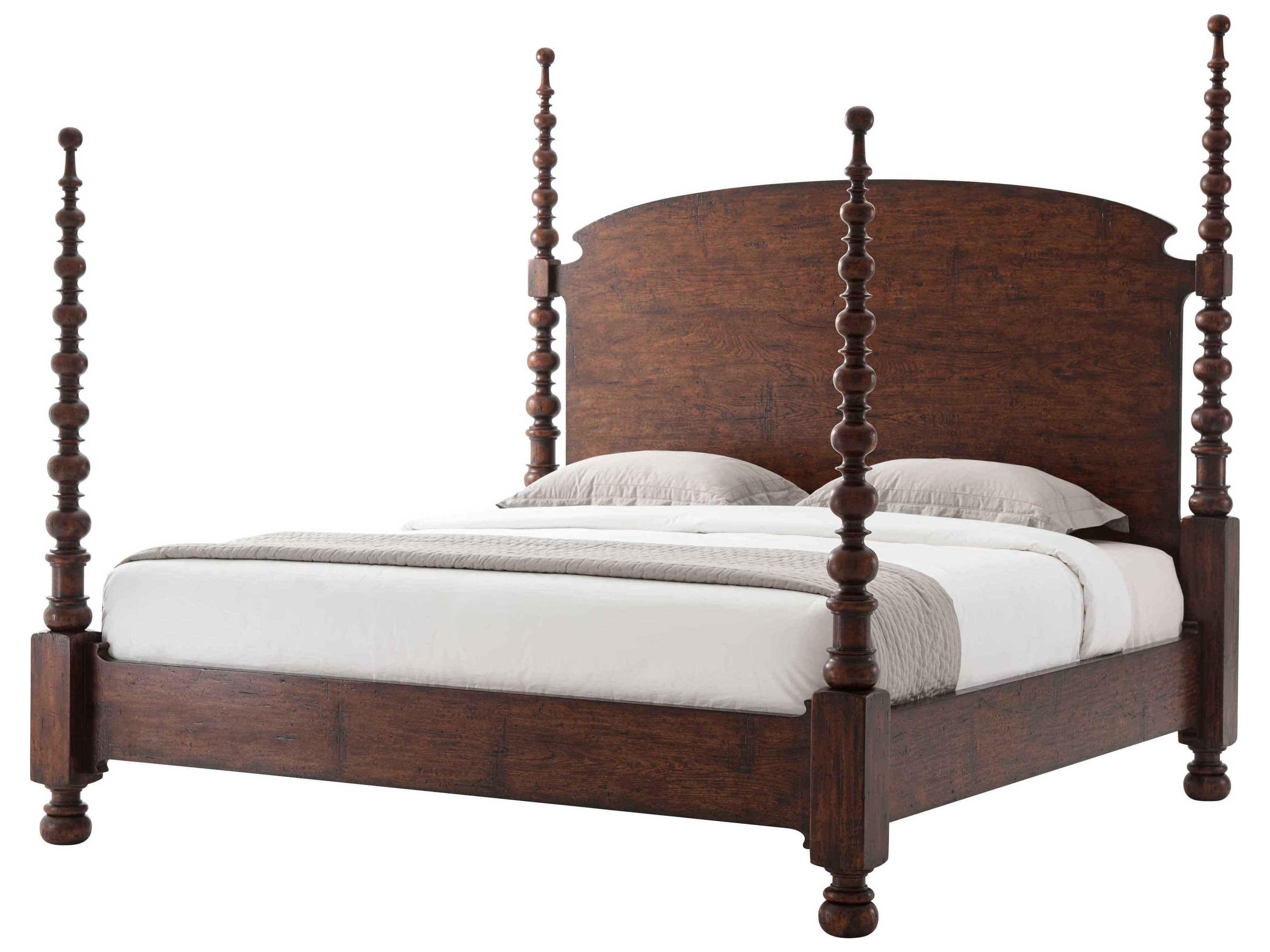 Theodore Alexander Althorp - Victory Oak Brown Mahogany Wood Naseby King Poster Bed