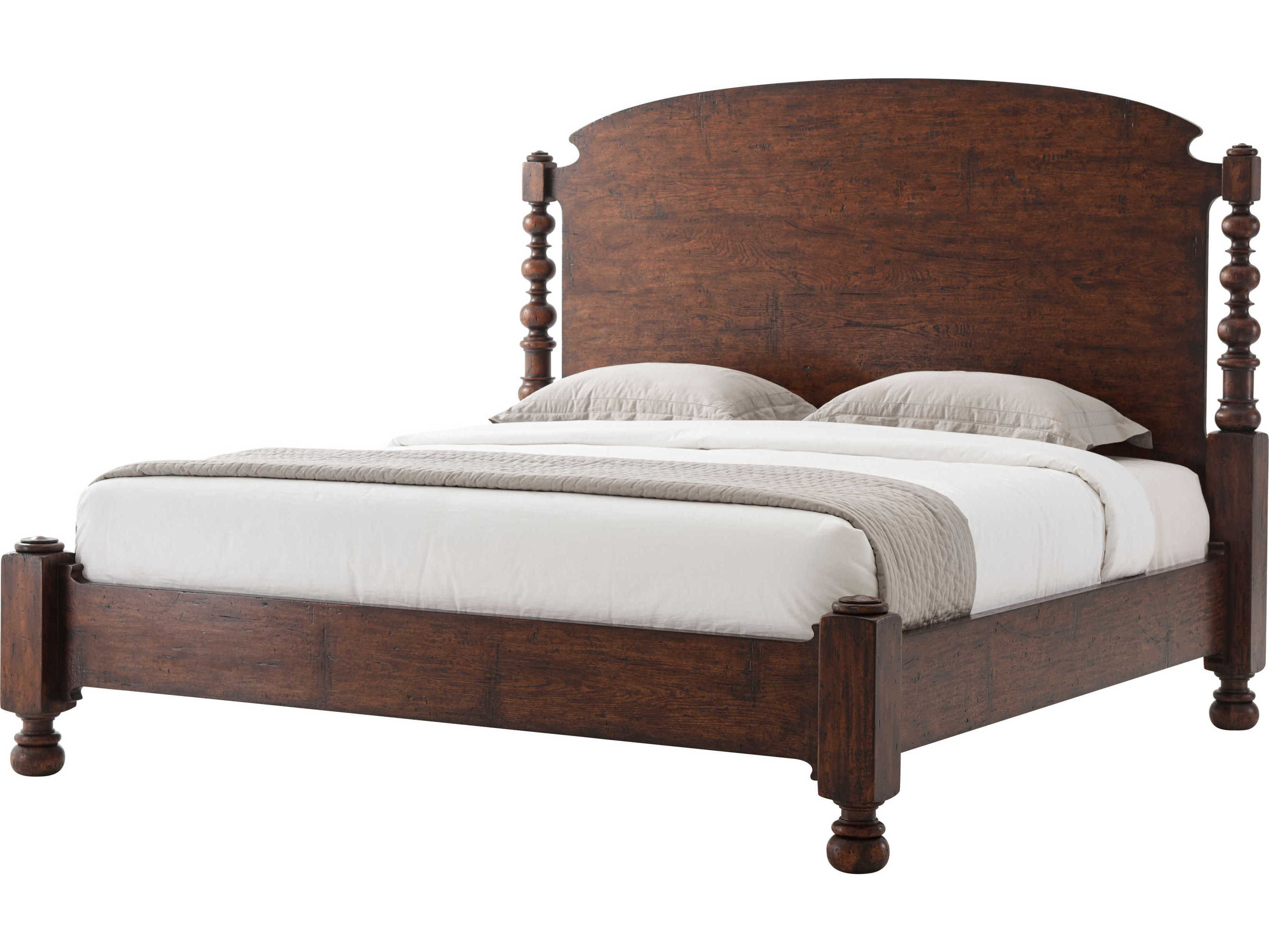Theodore Alexander Althorp - Victory Oak Brown Mahogany Wood Naseby King Poster Bed