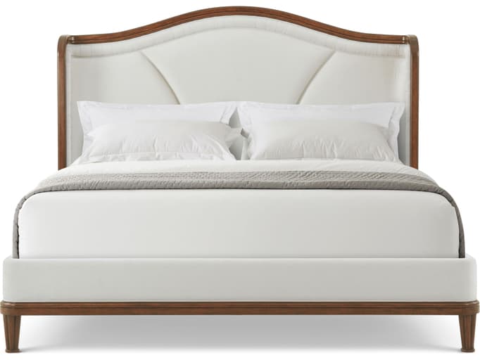 Theodore Alexander Althorp Living History Natural Walnut Wood Upholstered King Platform Bed