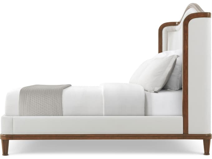 Theodore Alexander Althorp Living History Natural Walnut Wood Upholstered King Platform Bed