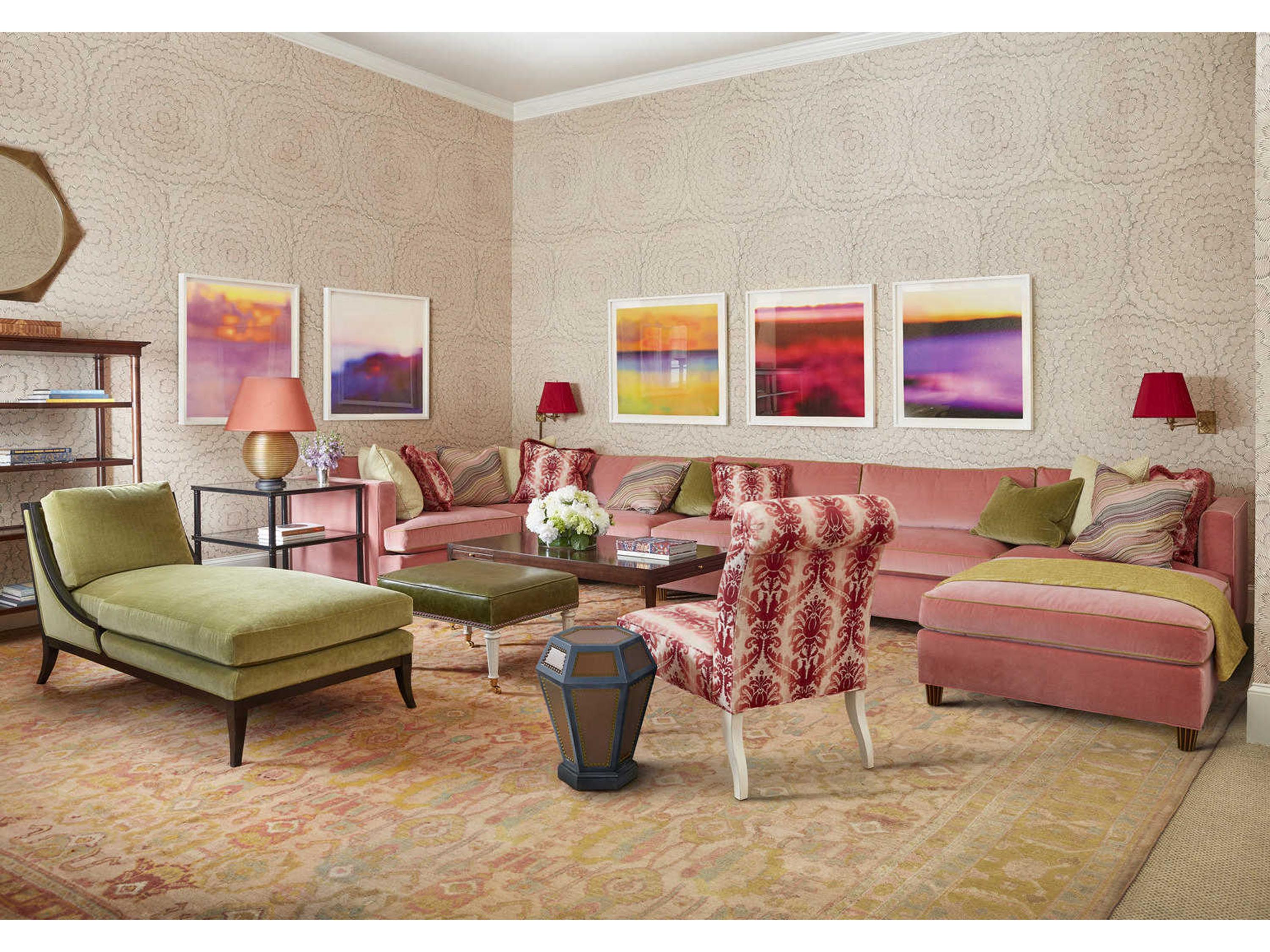 Theodore Alexander Alexa Hampton Hexagon Leather Rootbeer Seal Penelope End Table