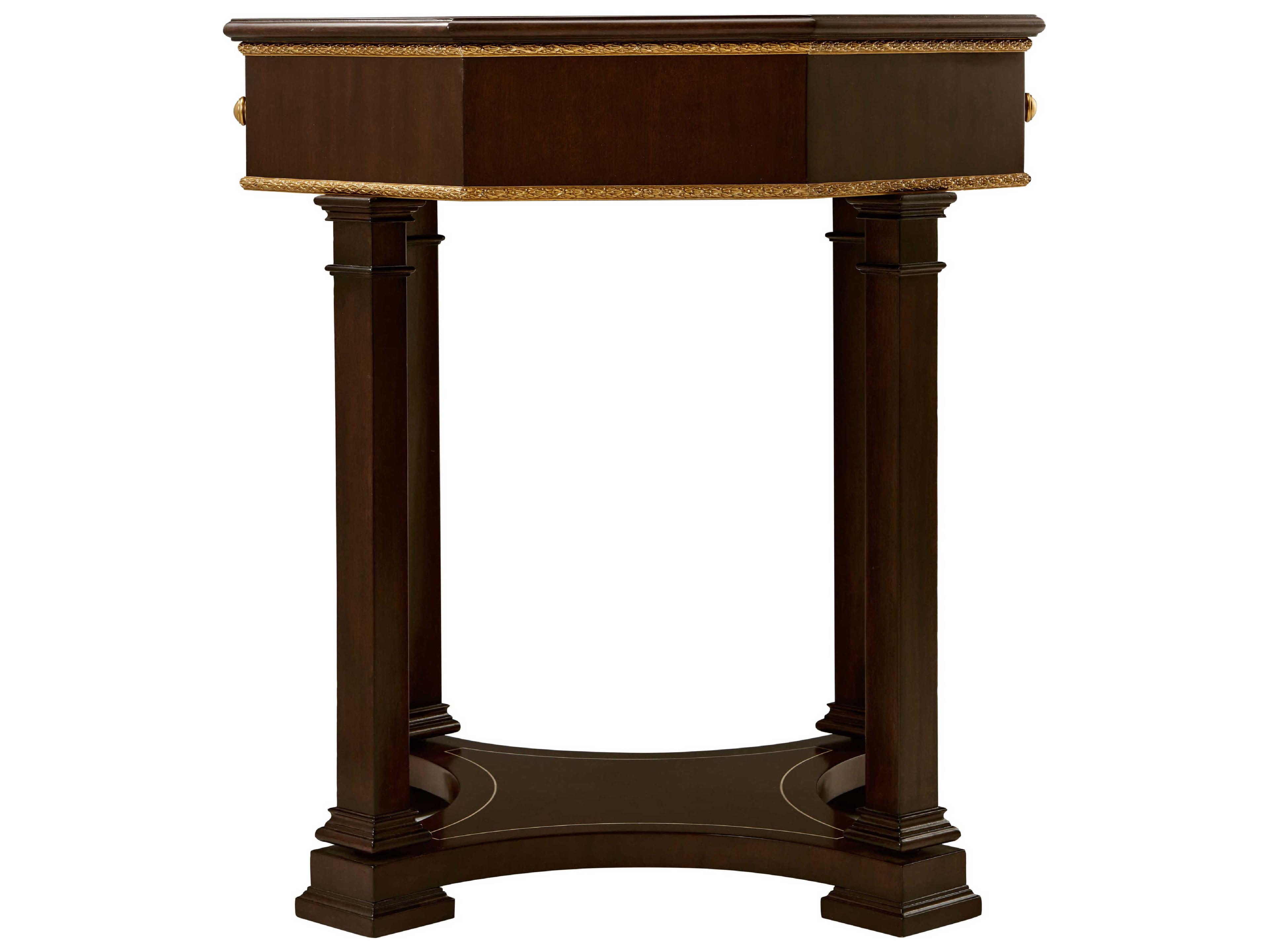 Theodore Alexander Alexa Hampton Octagon Leather Caramel Cambridge Sullivan End Table
