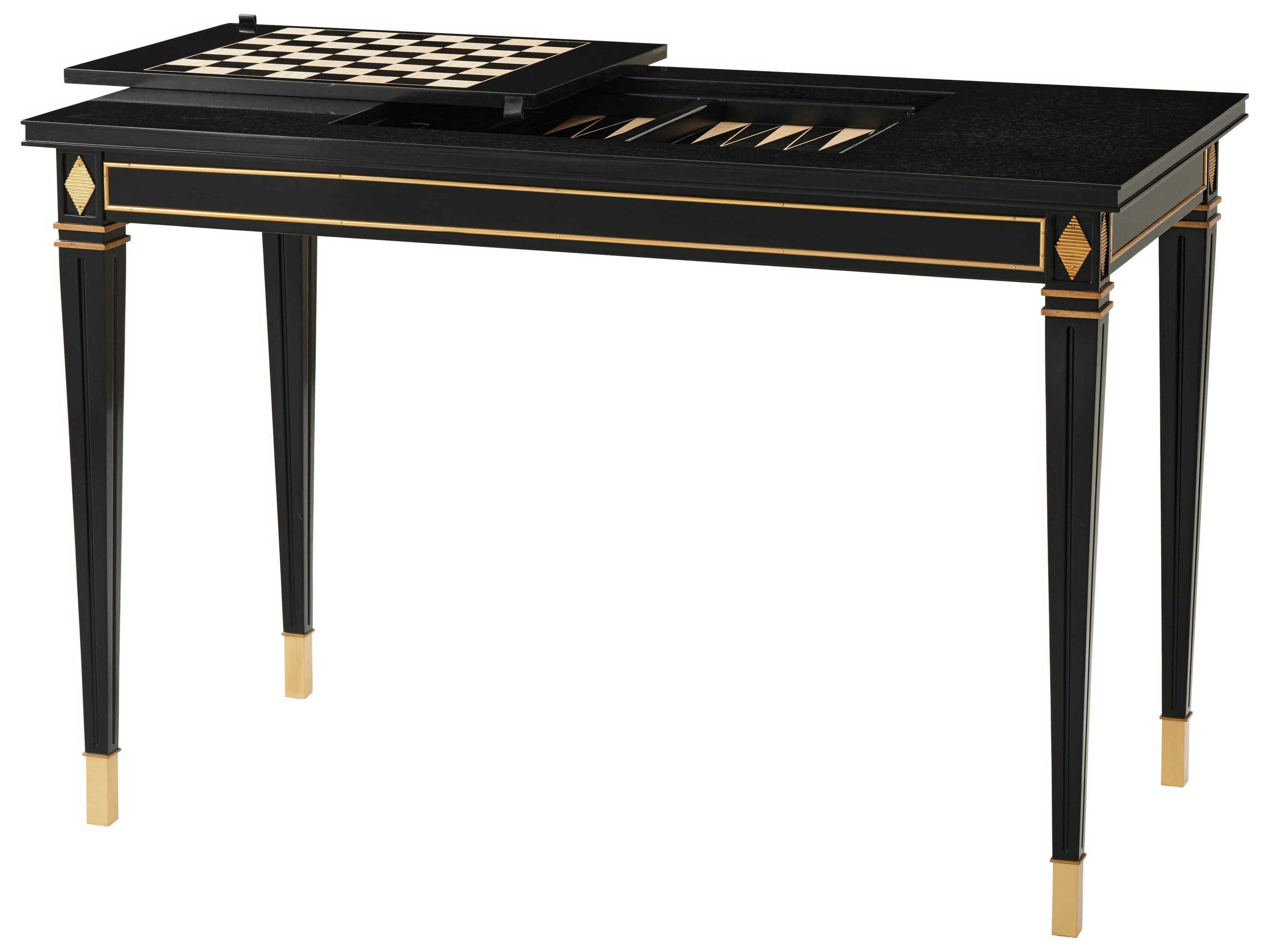 Theodore Alexander Alexa Hampton Black Mahogany Wood Seal Sargent Game Table