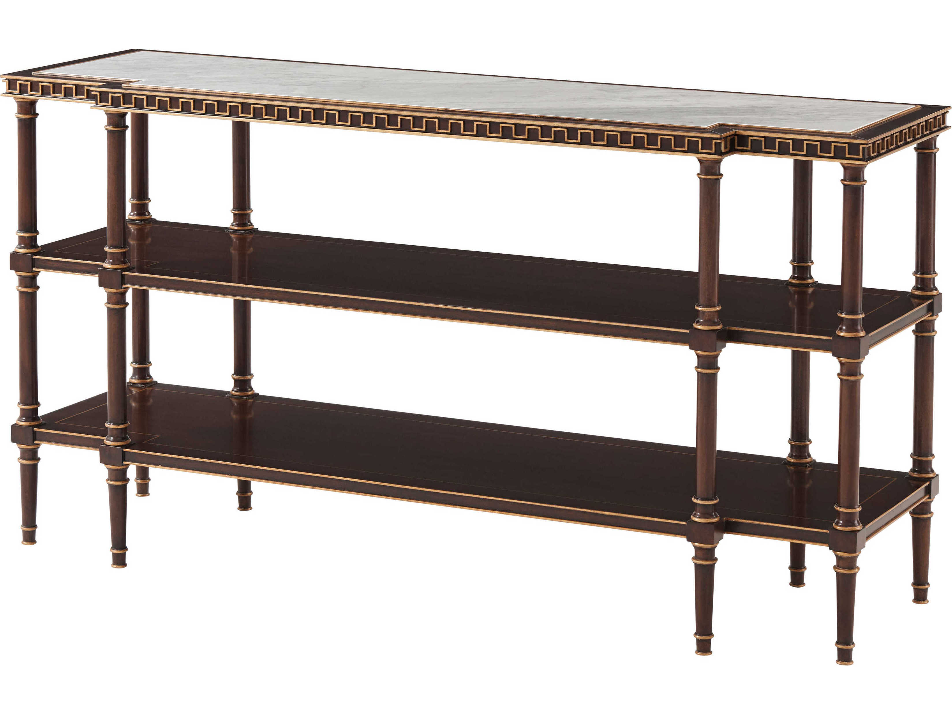 Theodore Alexander Alexa Hampton Rectangular Marble Painted Gold Cambridge Celia Console Table