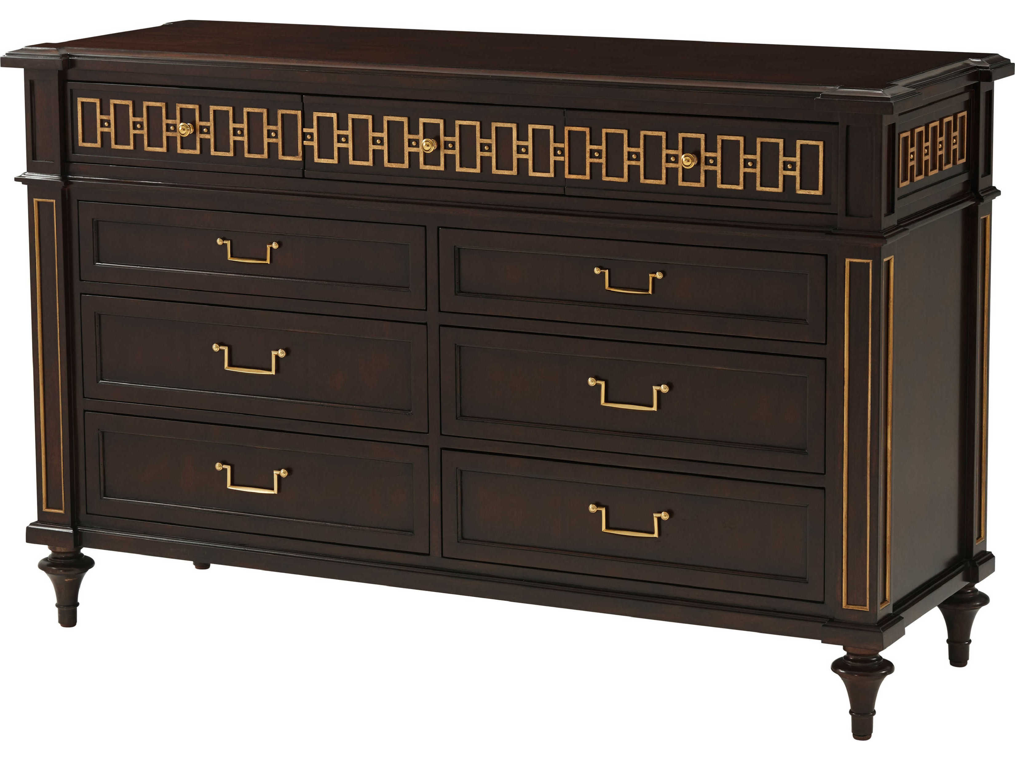 Theodore Alexander Alexa Hampton 6-Drawers Brown Mahogany Wood McCombs Double Dresser
