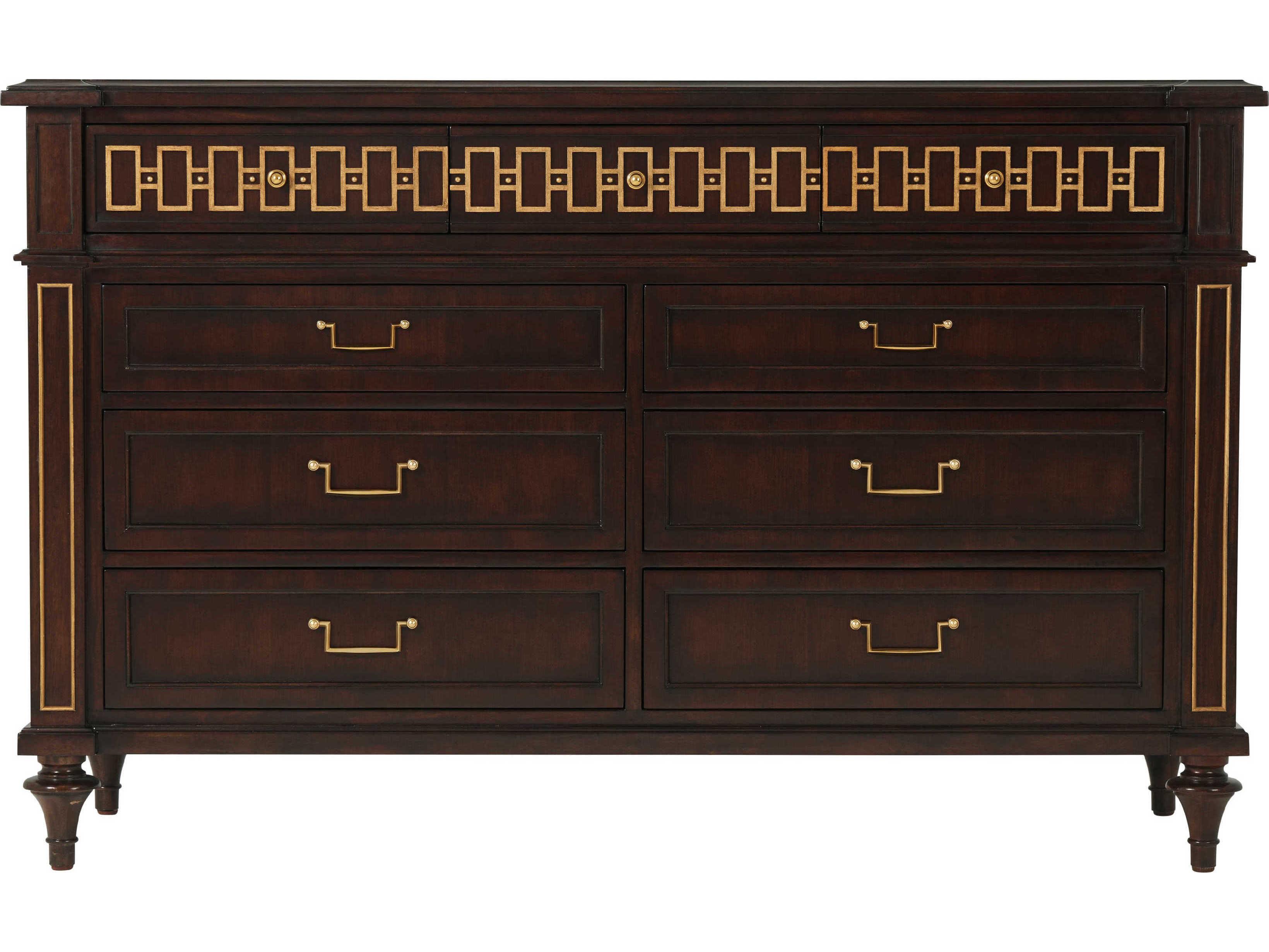 Theodore Alexander Alexa Hampton 6-Drawers Brown Mahogany Wood McCombs Double Dresser