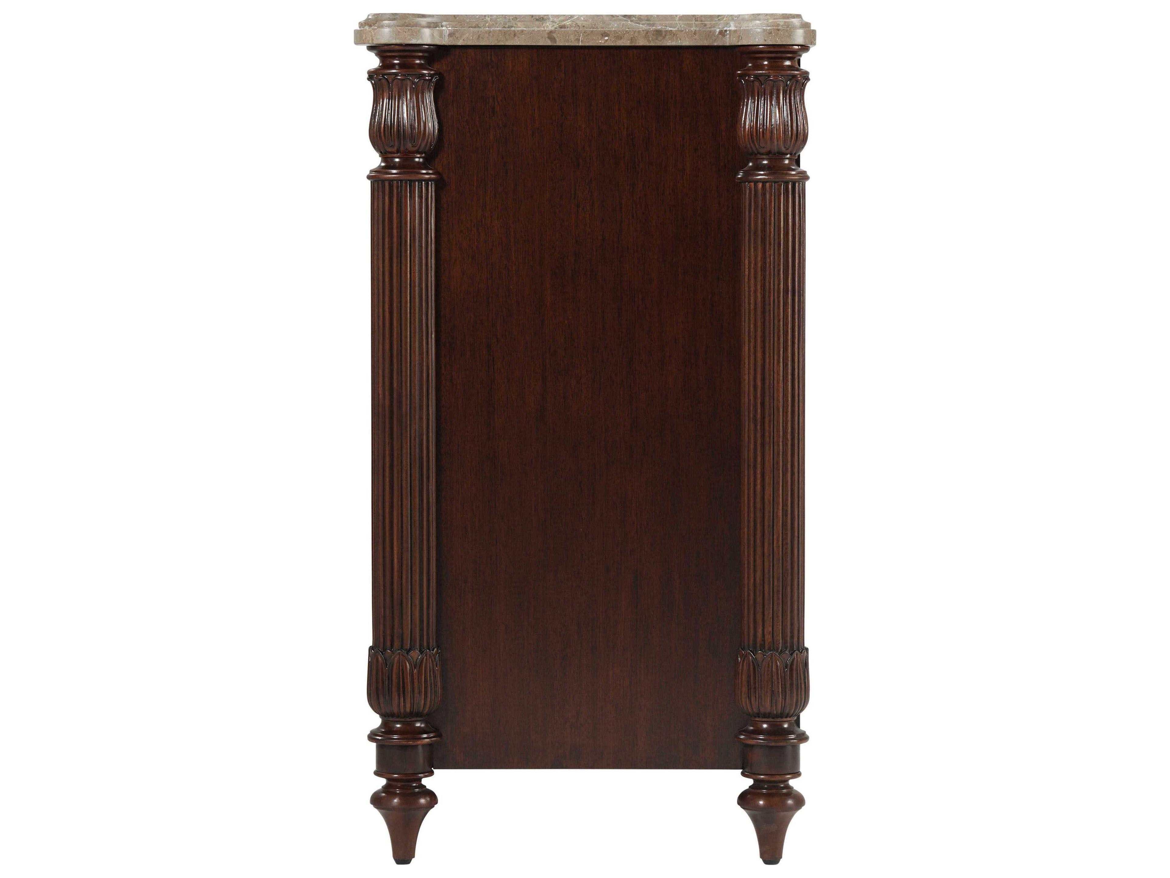 Theodore Alexander Alexa Hampton 6-Drawers Cambridge Brown Duane Marble Double Dresser