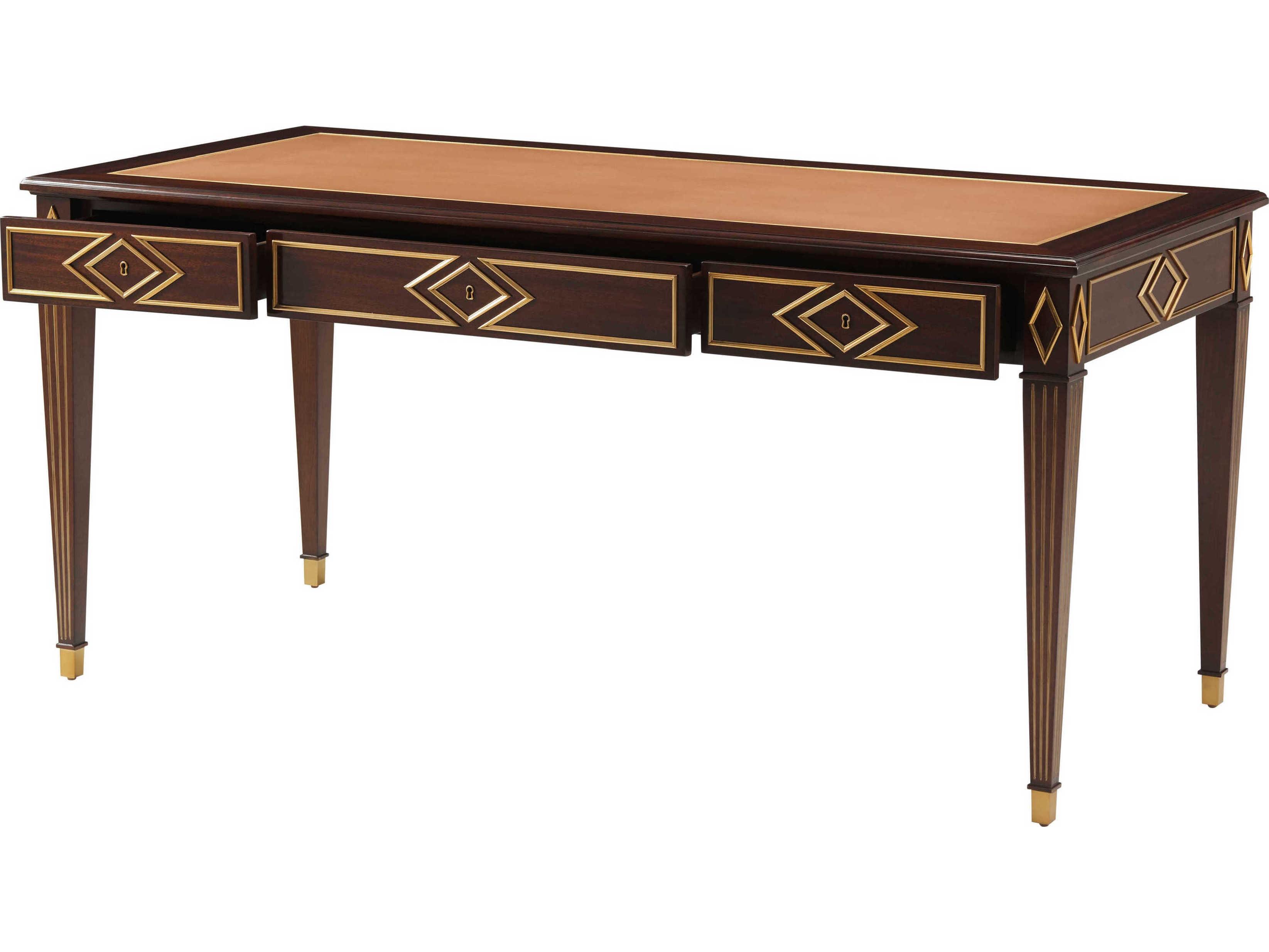 Theodore Alexander Alexa Hampton Caramel Gold Brown Eugenia Writing Desk